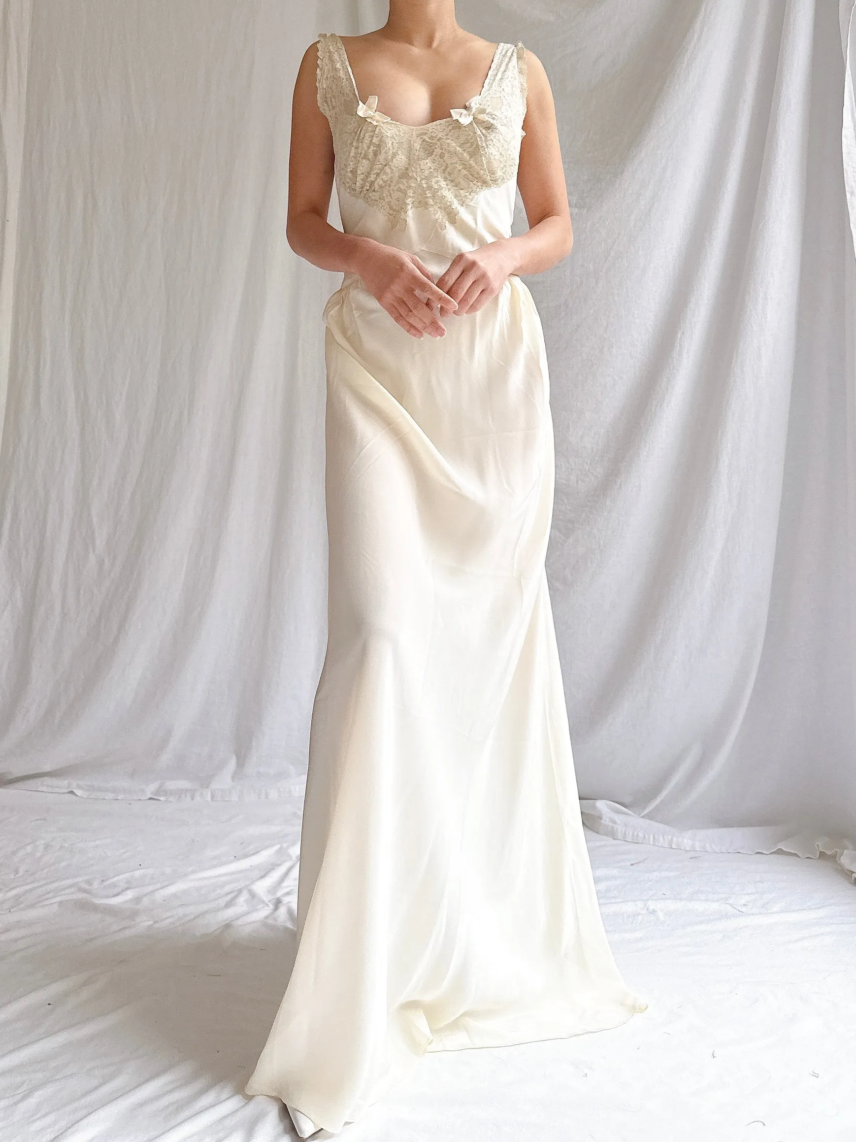 1930s Crepe Slip Dress - M