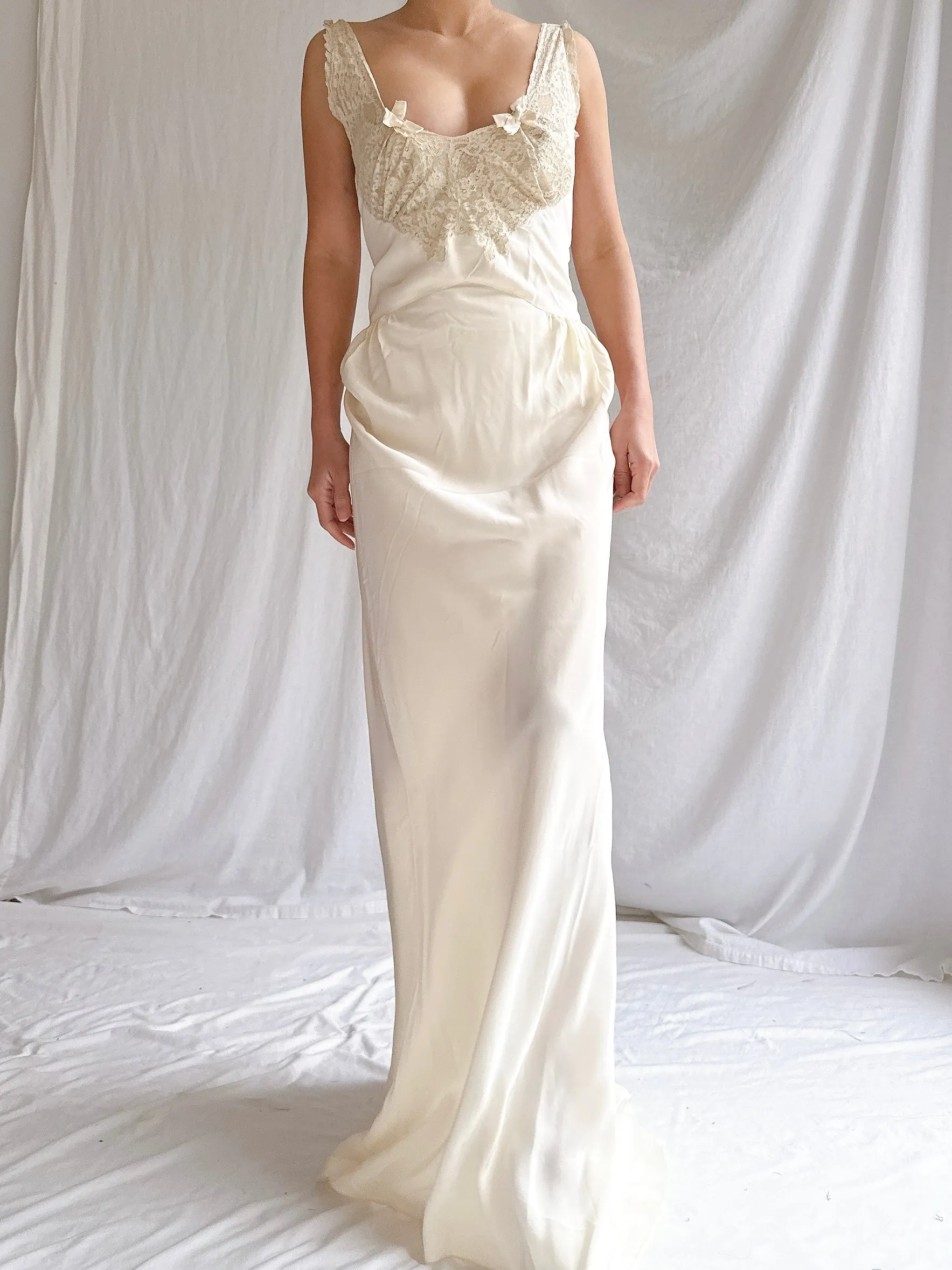 1930s Crepe Slip Dress - M