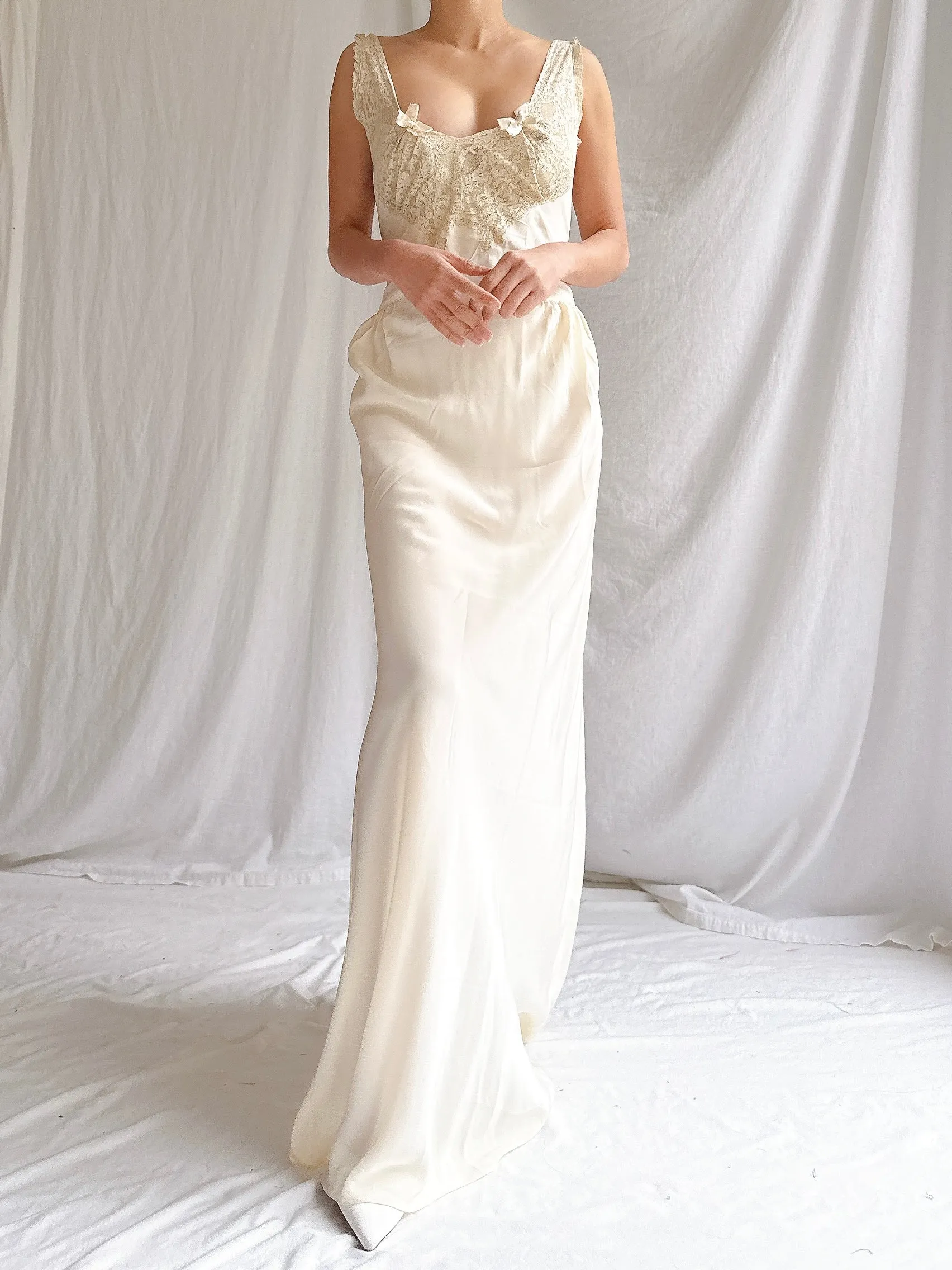 1930s Crepe Slip Dress - M