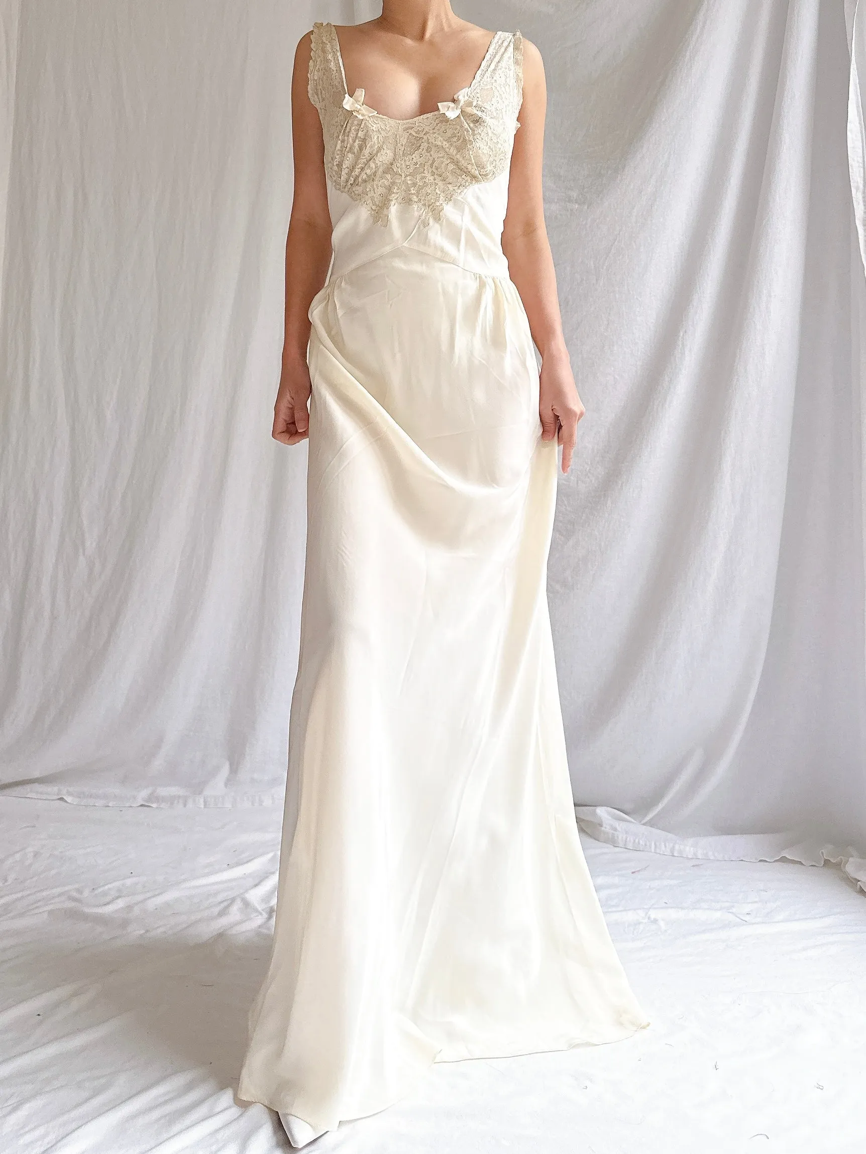 1930s Crepe Slip Dress - M