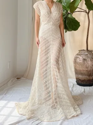 1930s Needle Lace Gown - S