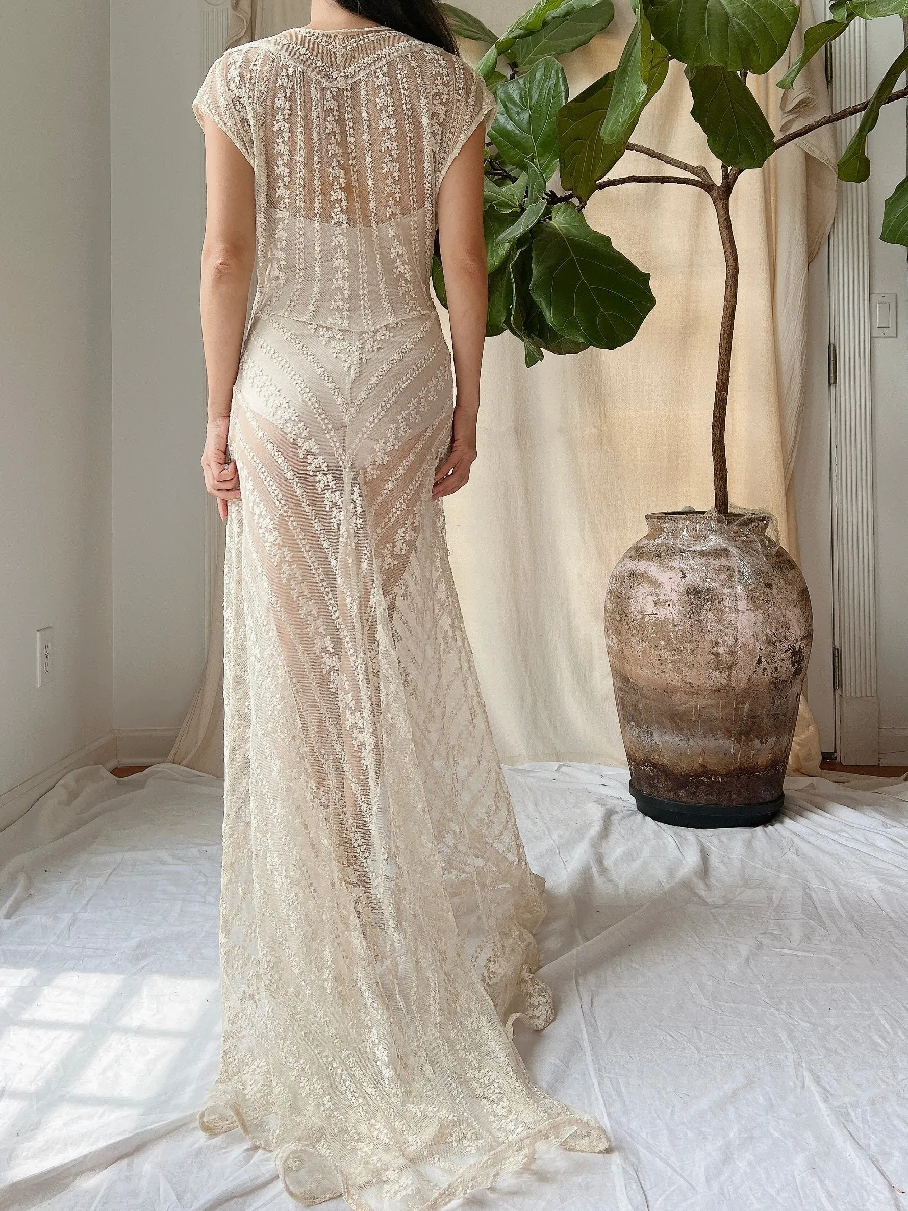 1930s Needle Lace Gown - S
