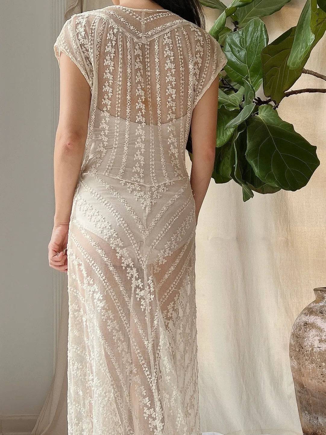 1930s Needle Lace Gown - S
