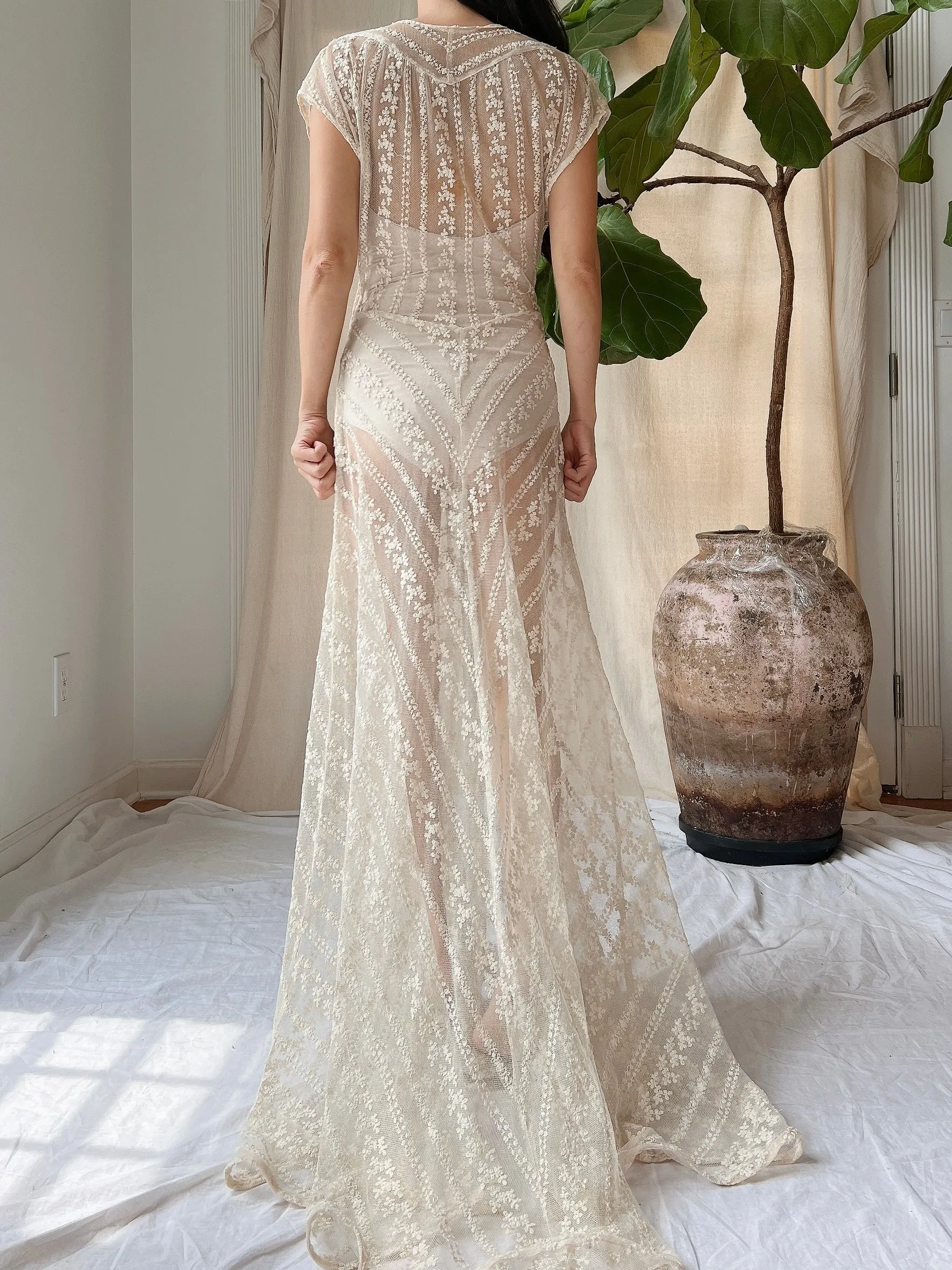 1930s Needle Lace Gown - S