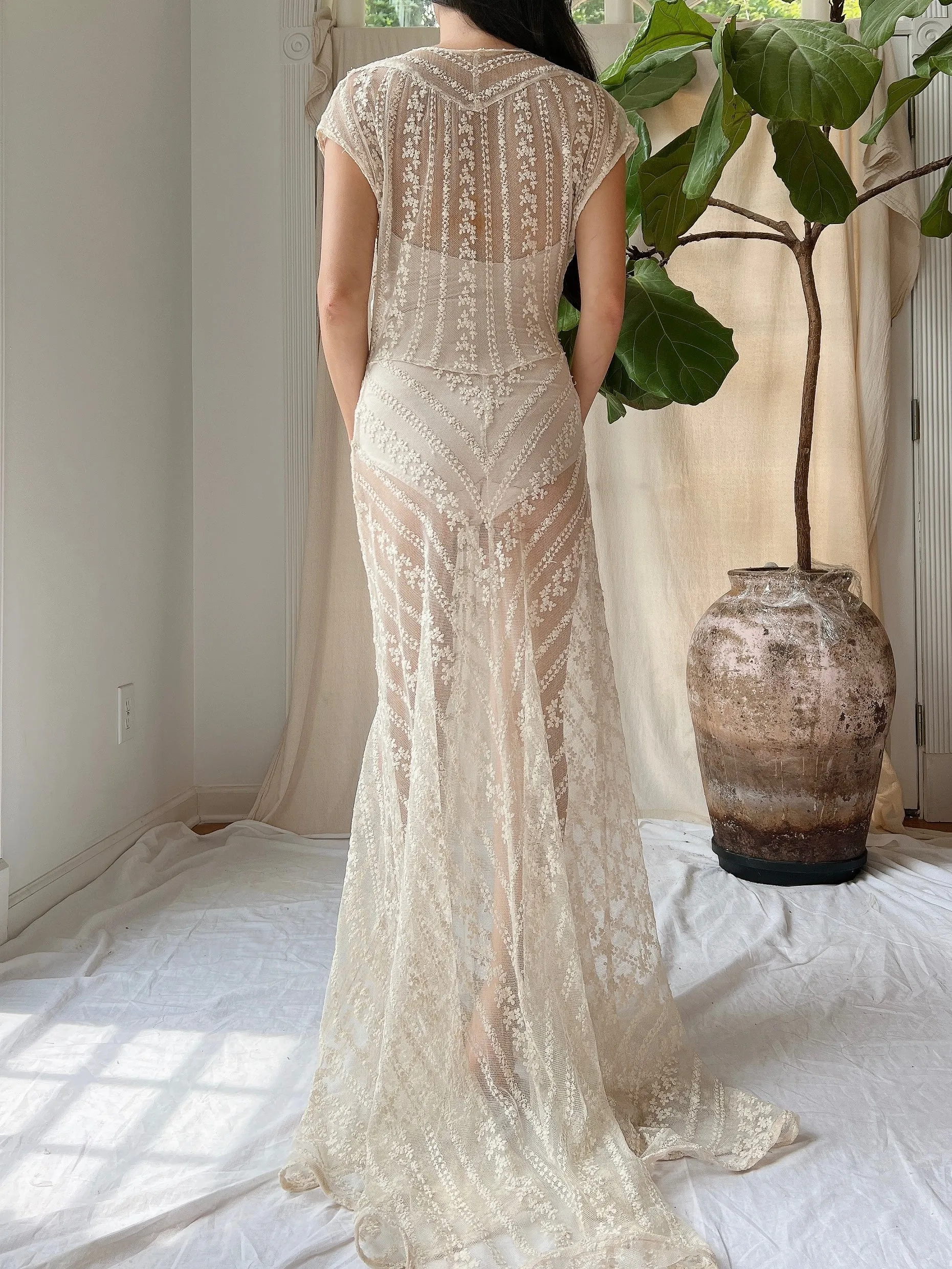 1930s Needle Lace Gown - S