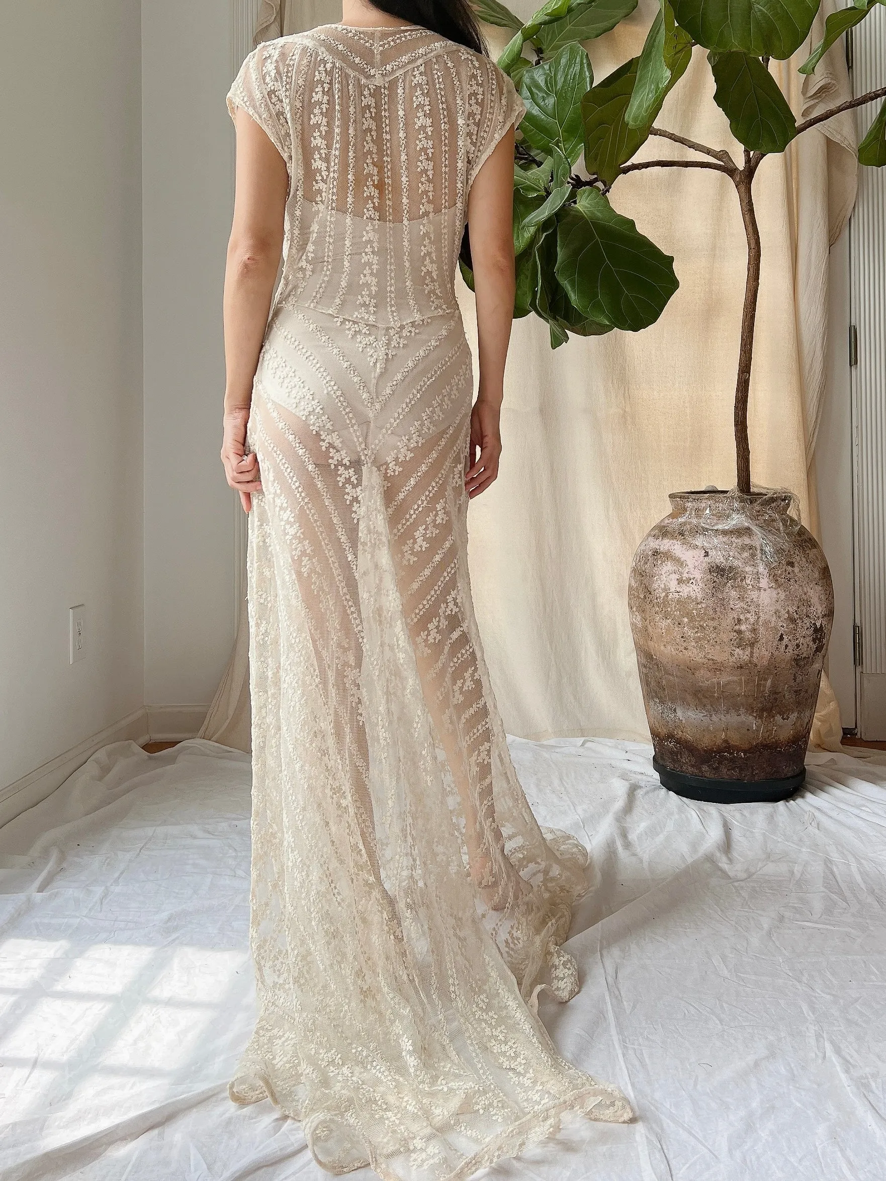 1930s Needle Lace Gown - S