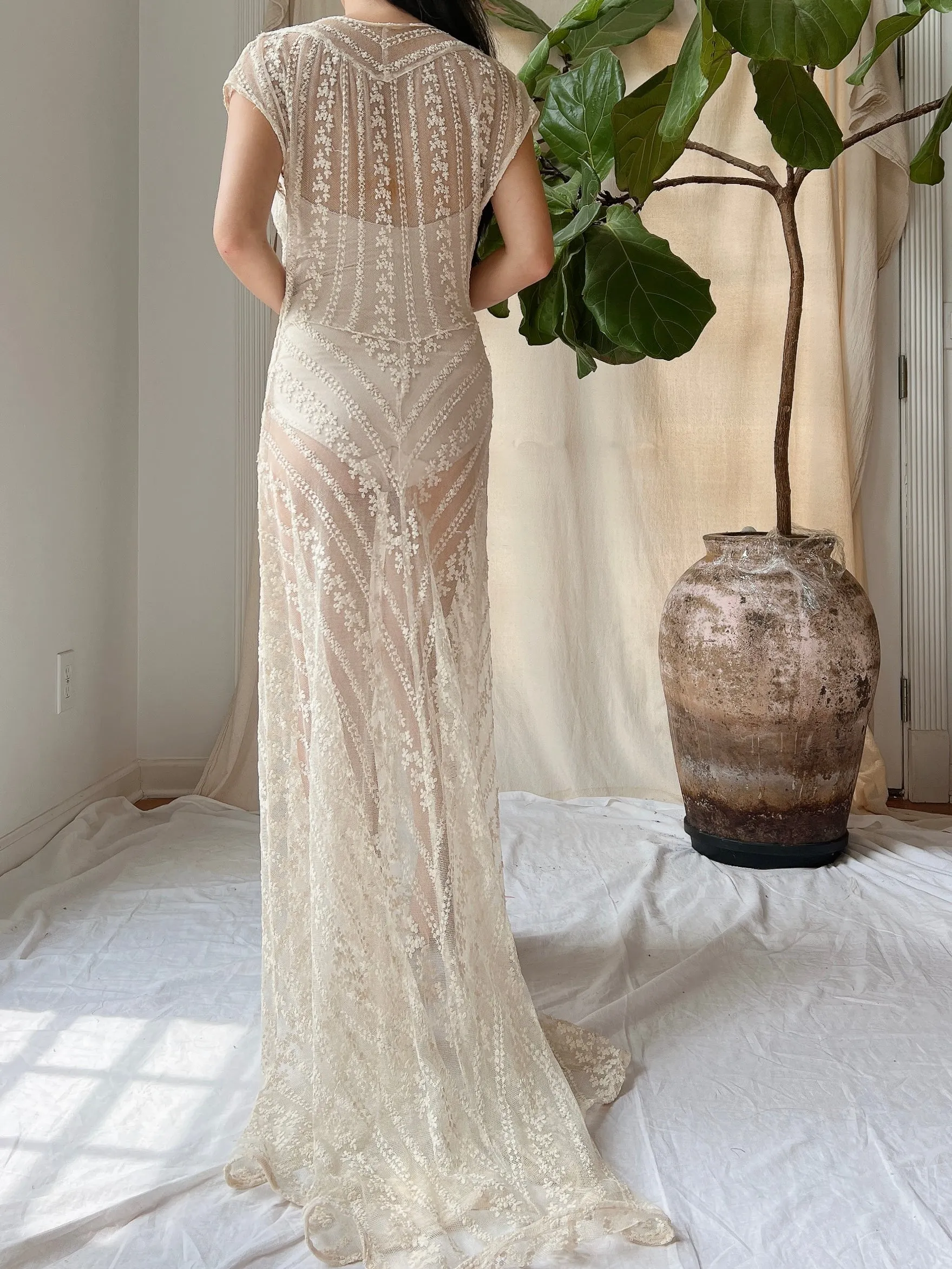 1930s Needle Lace Gown - S