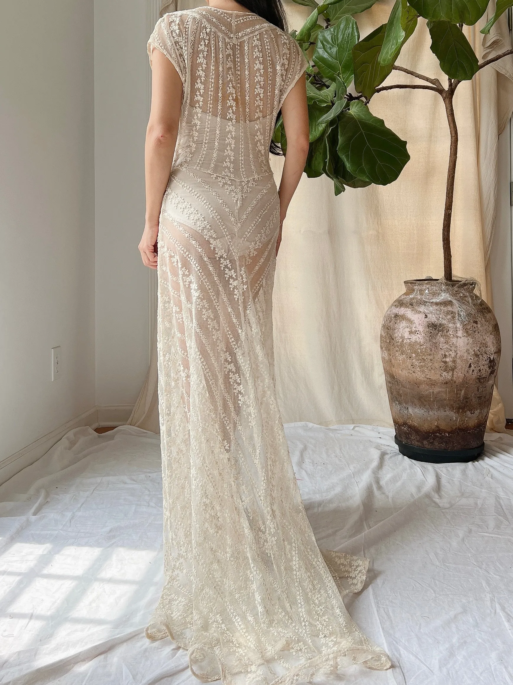 1930s Needle Lace Gown - S