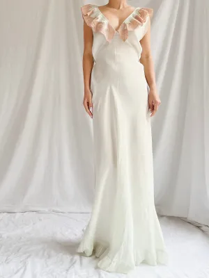 1930s Silk/Rayon Celadon Slip Gown - M