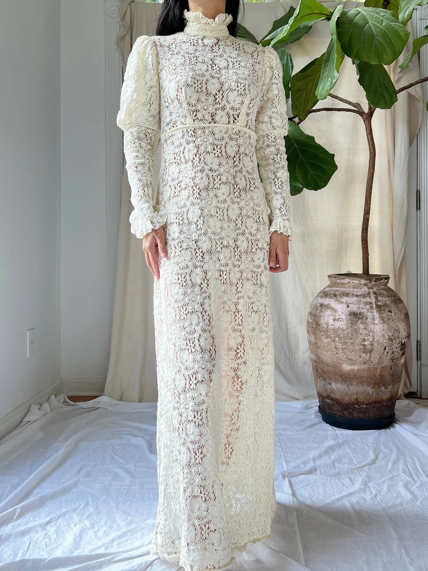 1960s Crochet Lace Gown - XXS