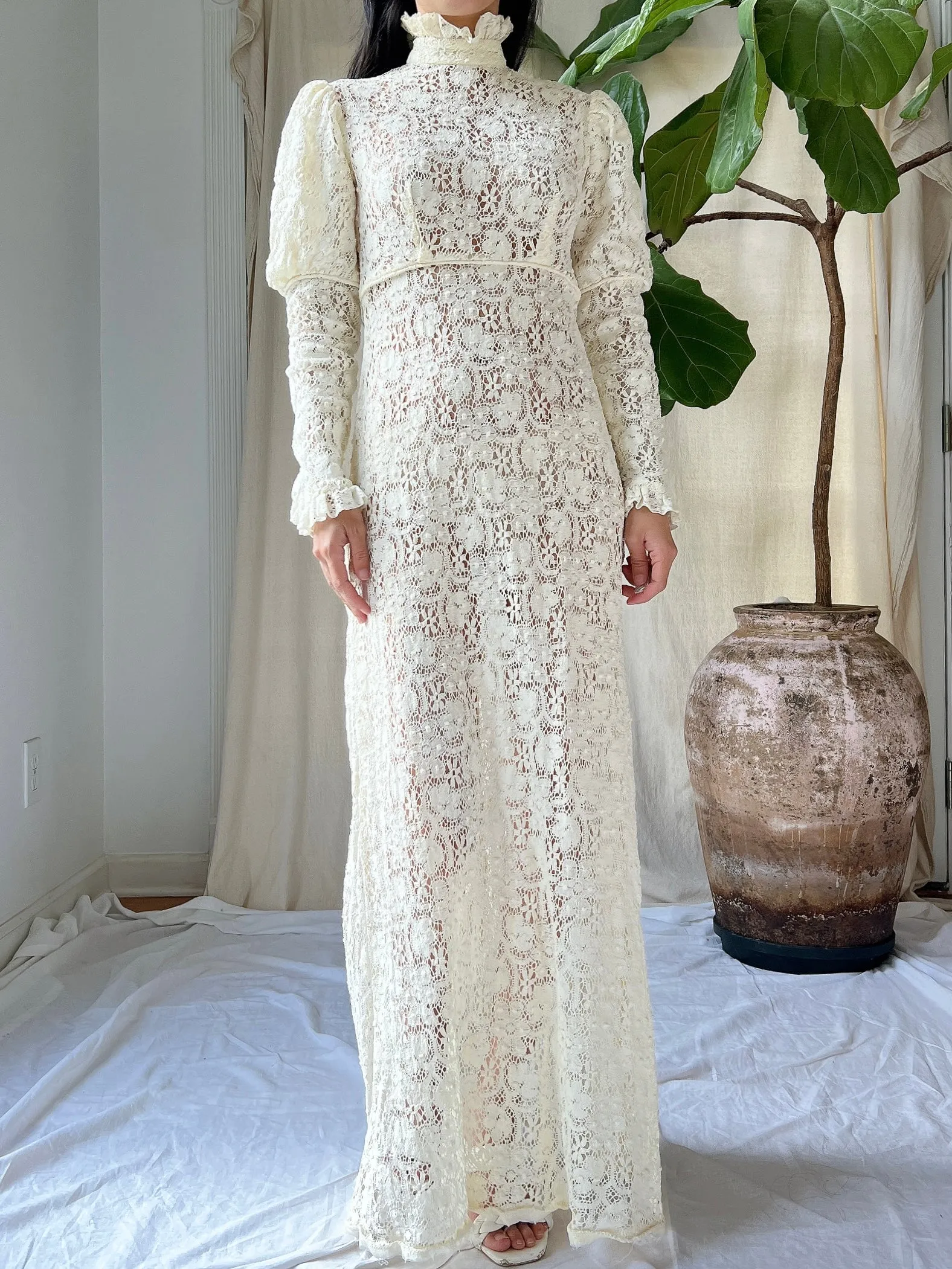 1960s Crochet Lace Gown - XXS