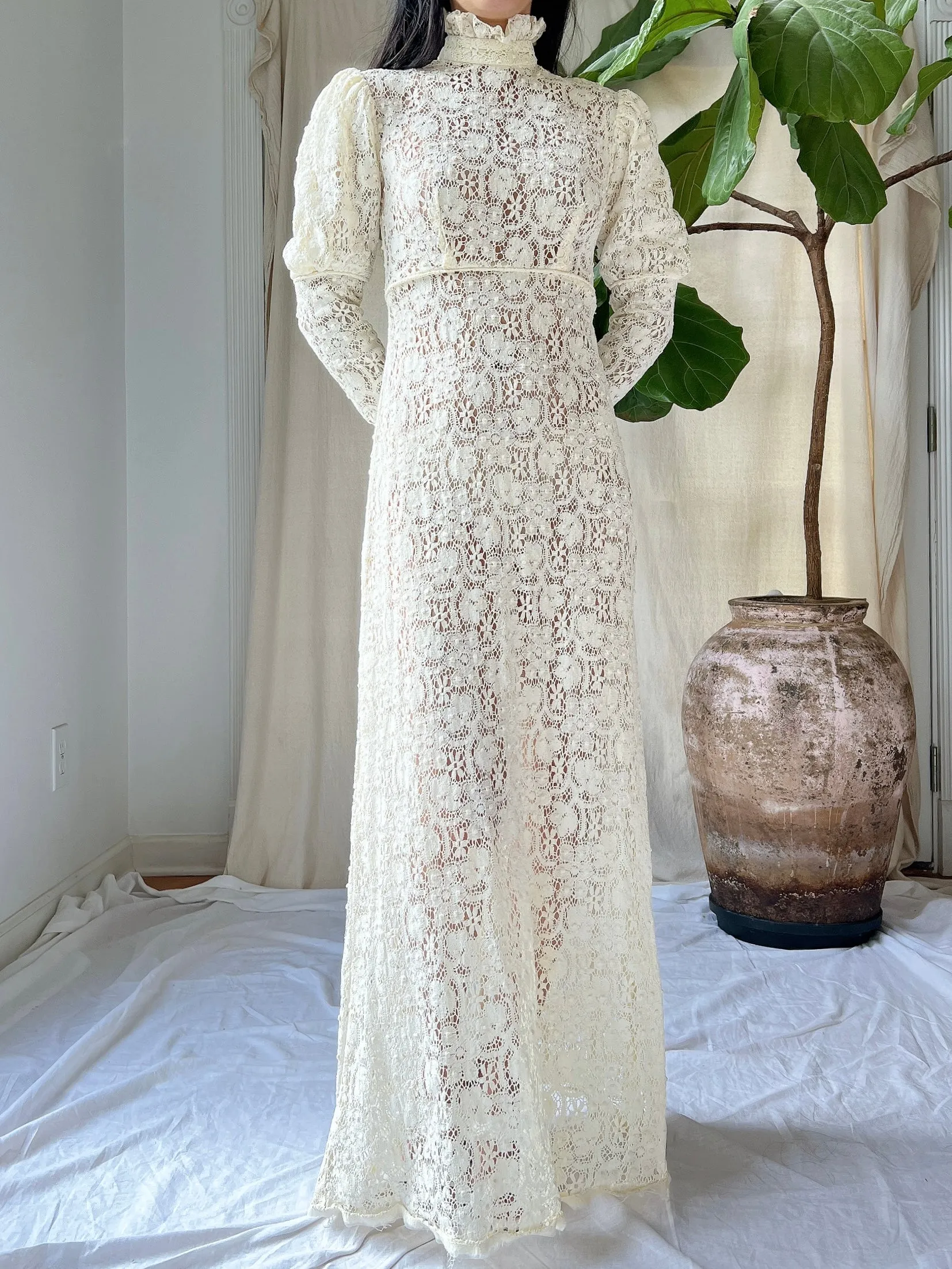 1960s Crochet Lace Gown - XXS