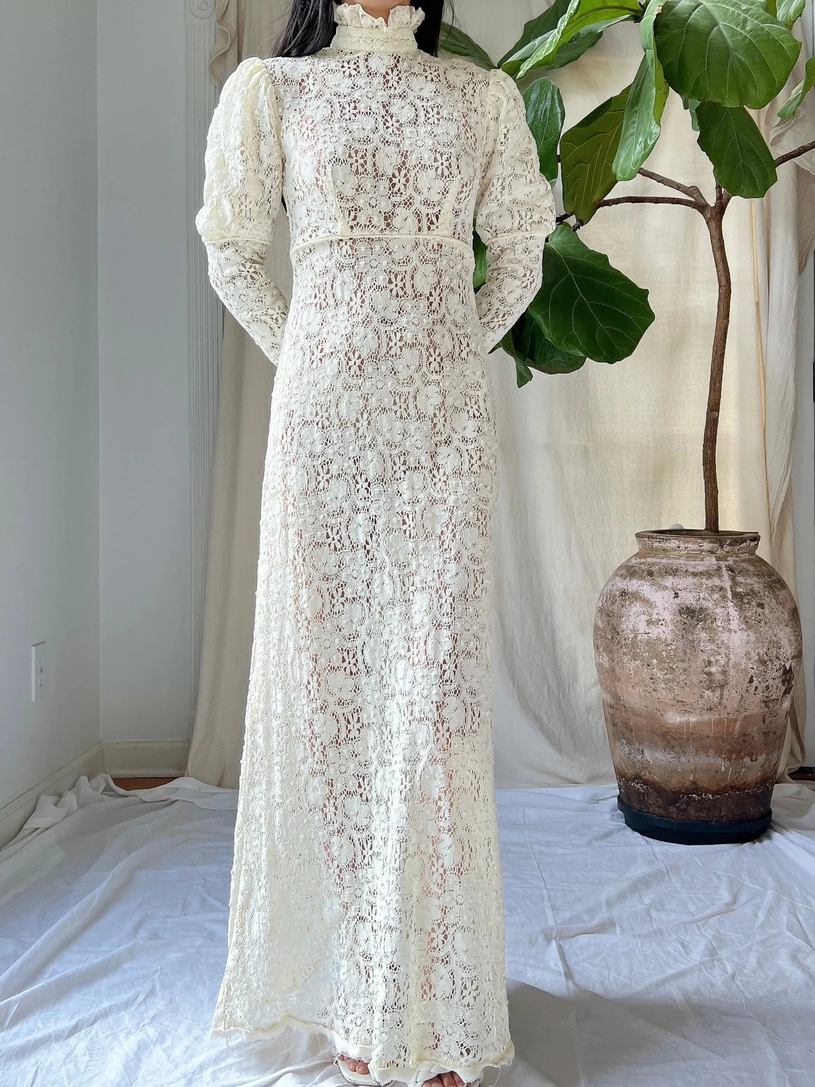 1960s Crochet Lace Gown - XXS