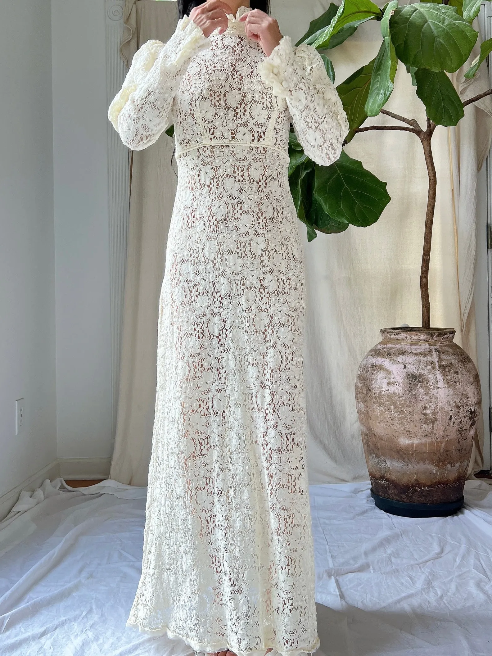 1960s Crochet Lace Gown - XXS
