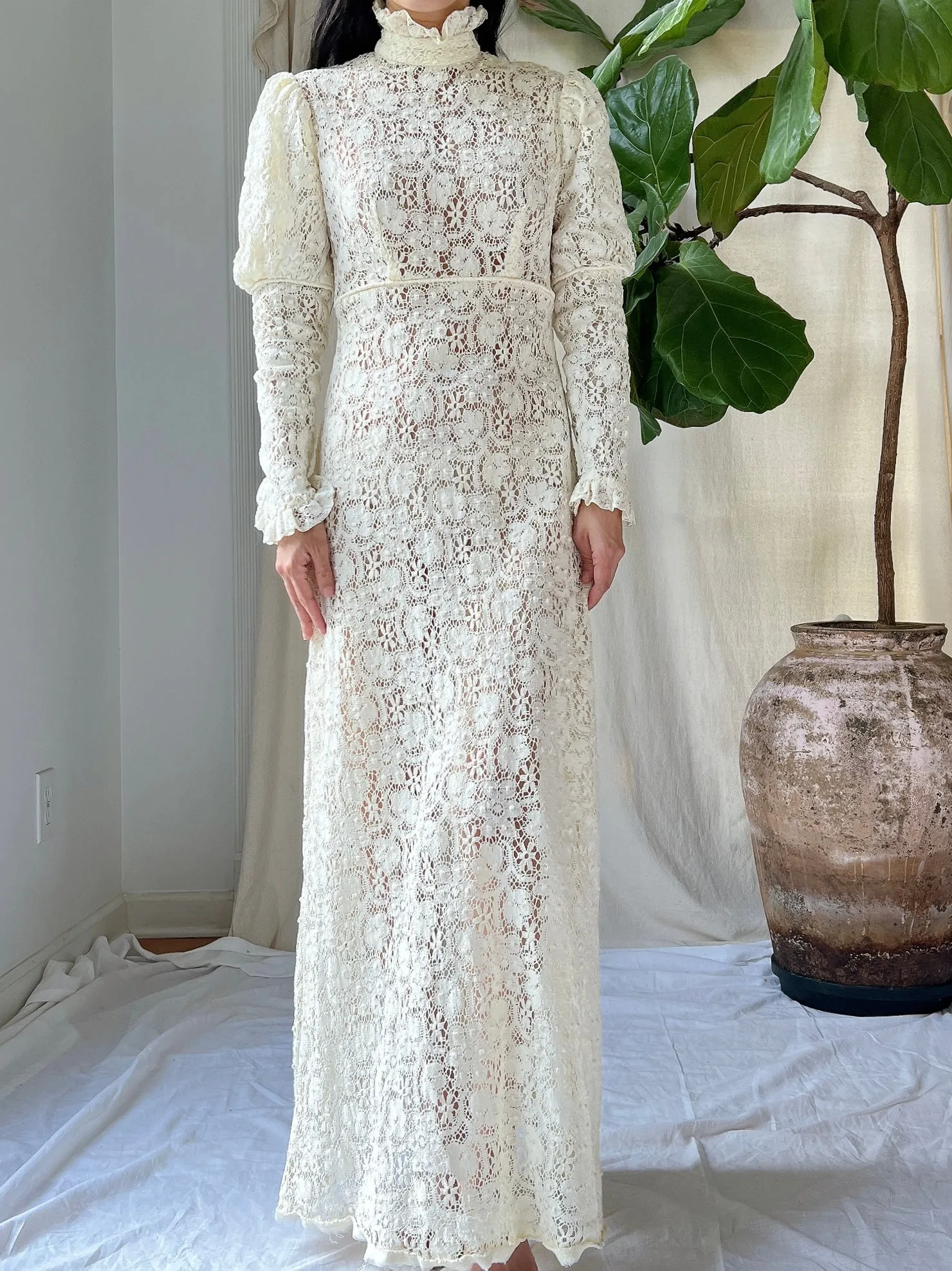 1960s Crochet Lace Gown - XXS