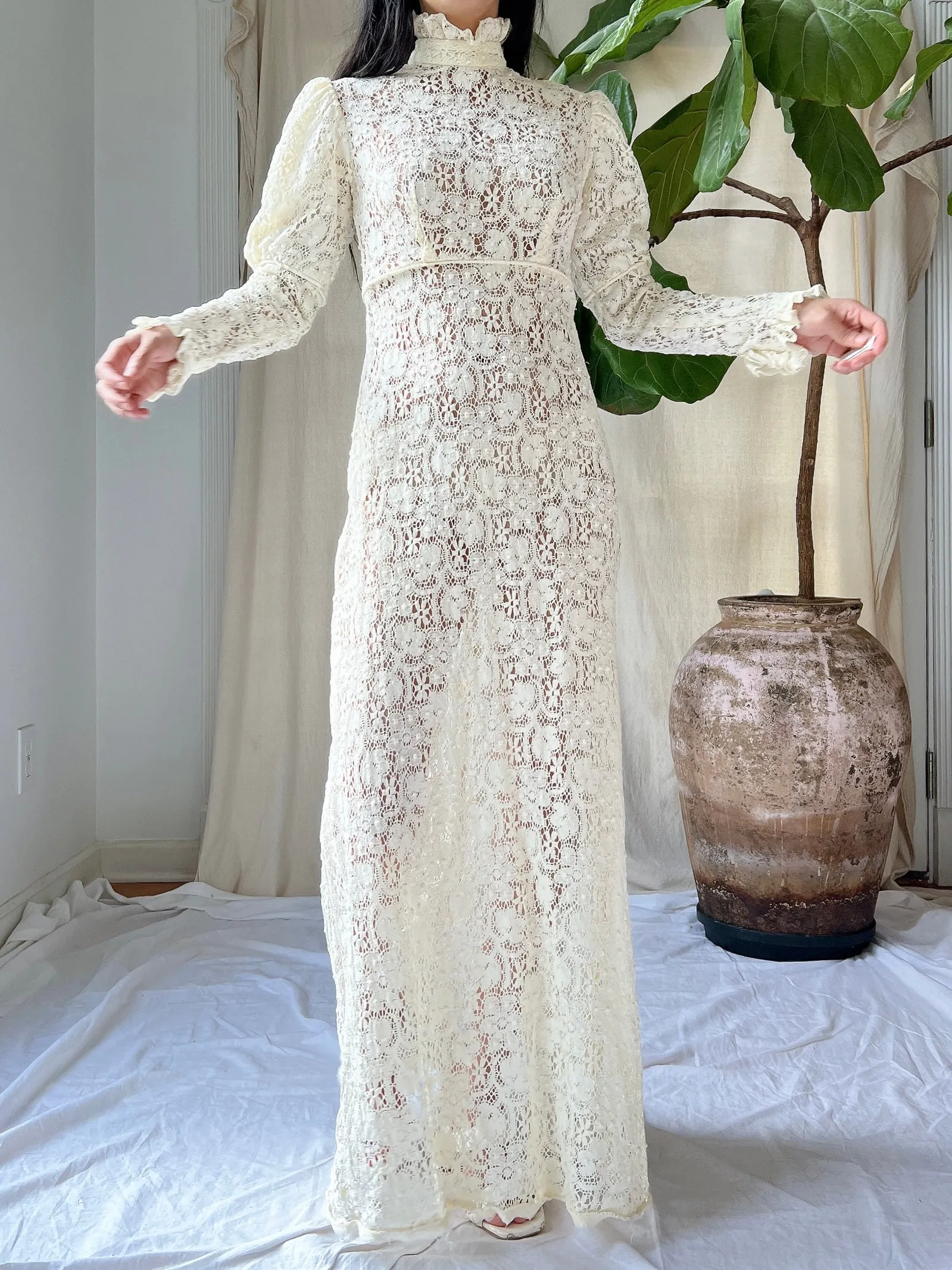 1960s Crochet Lace Gown - XXS
