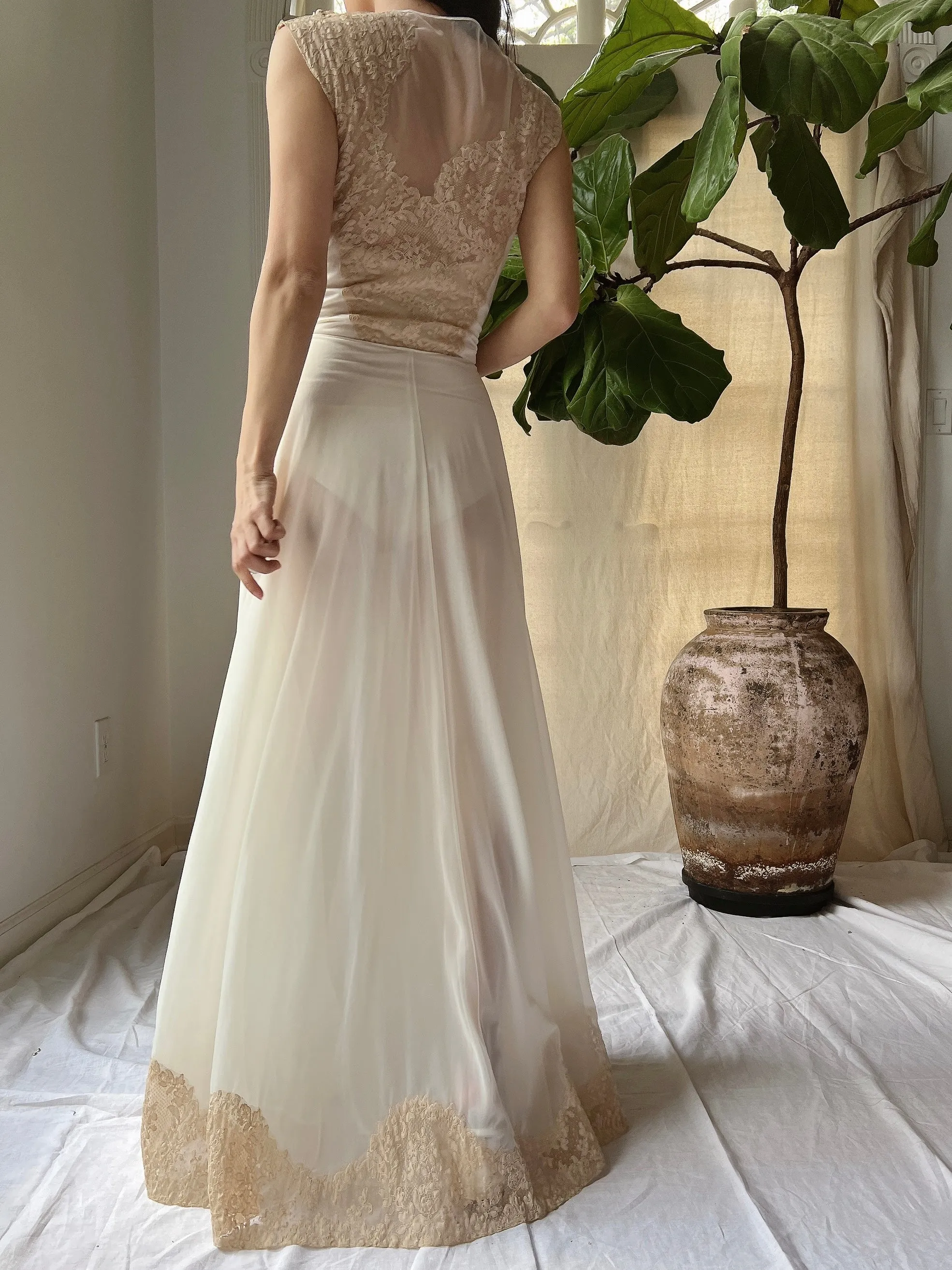 1960s Lace Nylon Slip Gown - XS