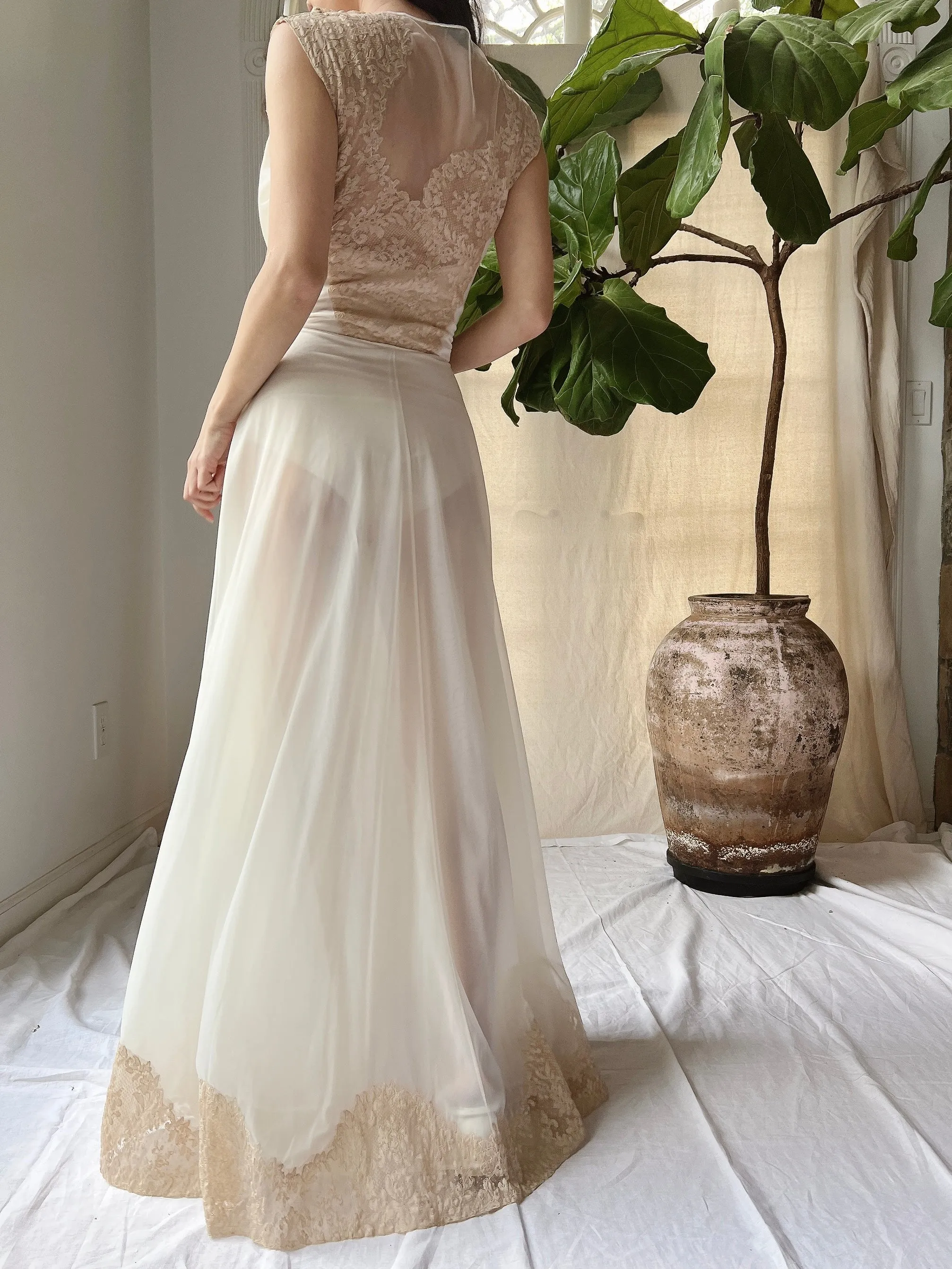 1960s Lace Nylon Slip Gown - XS