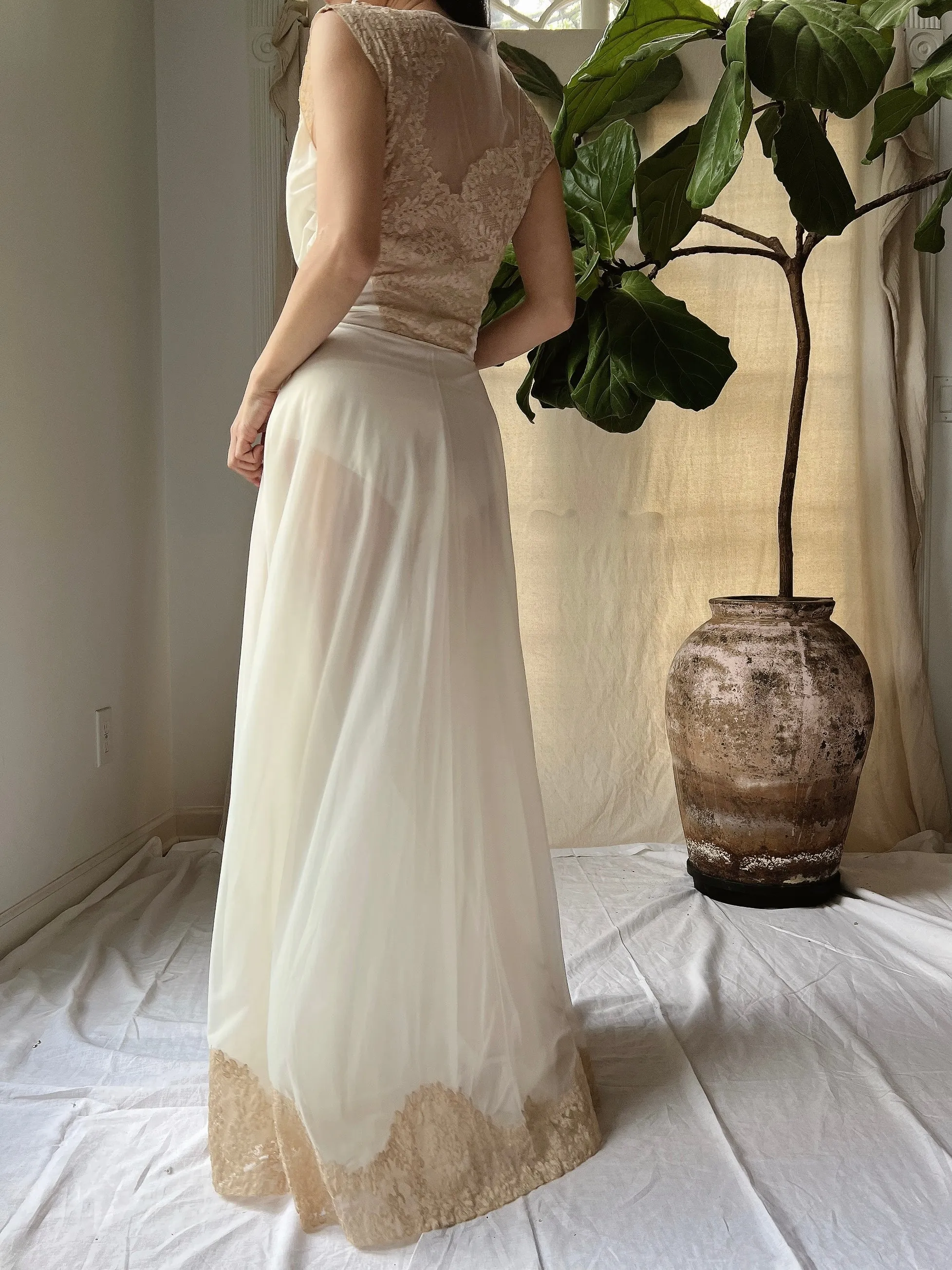 1960s Lace Nylon Slip Gown - XS