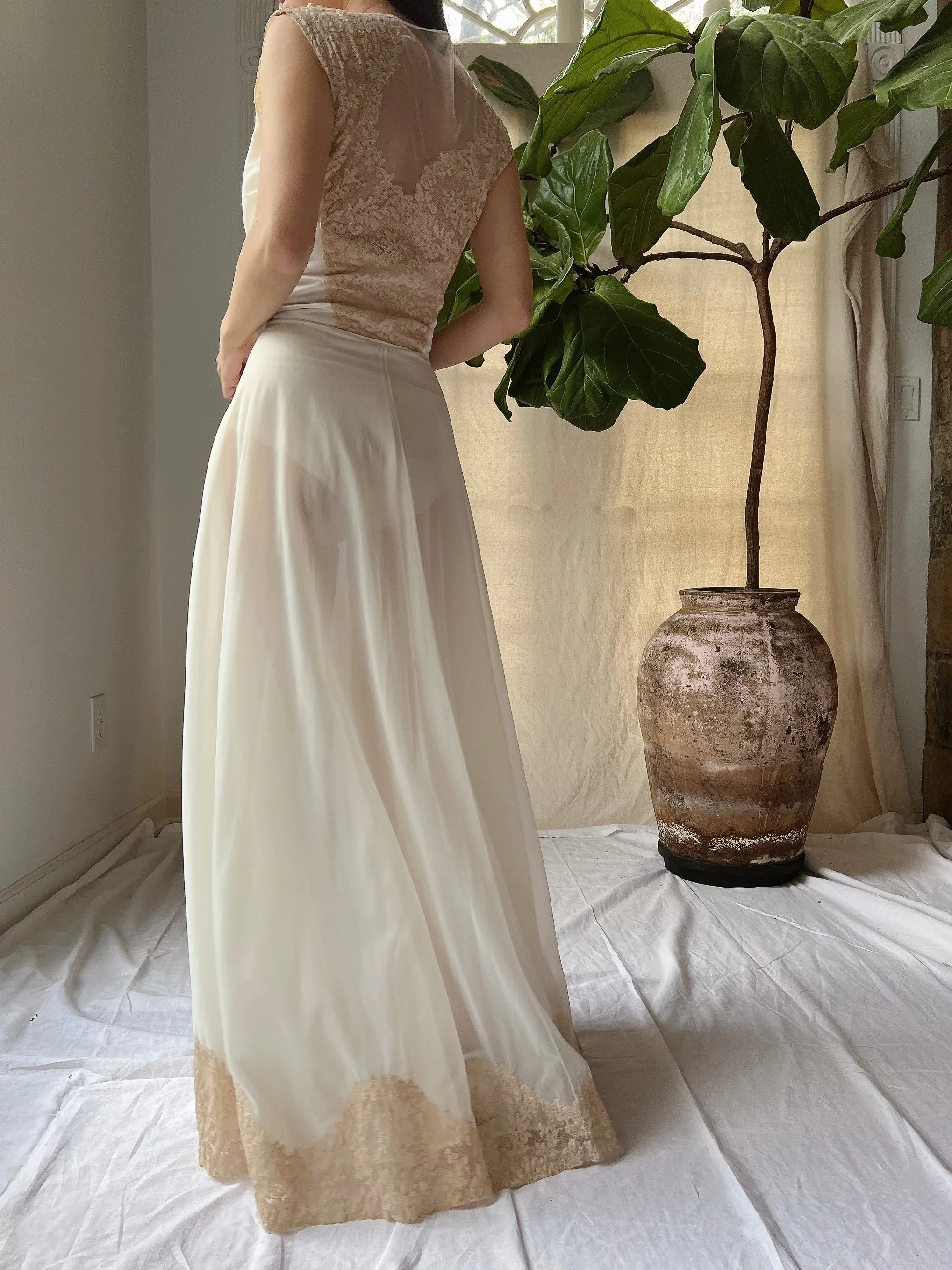 1960s Lace Nylon Slip Gown - XS