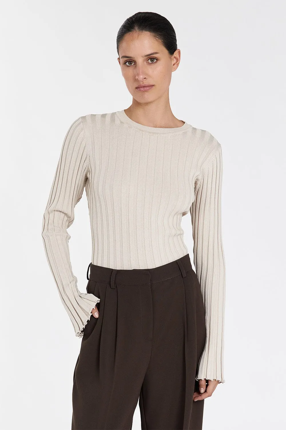 ADA STONE LONG SLEEVE KNIT TOP