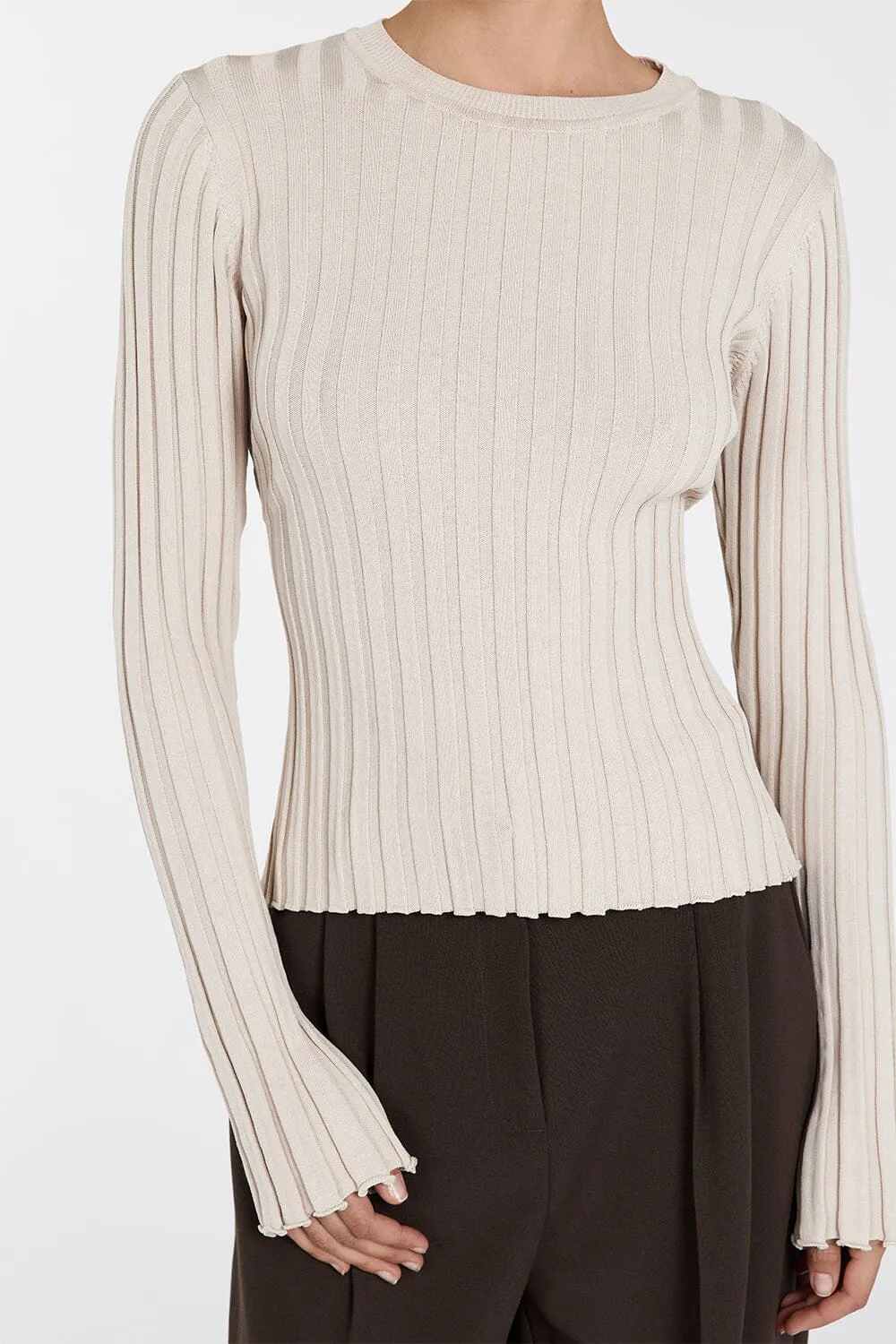 ADA STONE LONG SLEEVE KNIT TOP