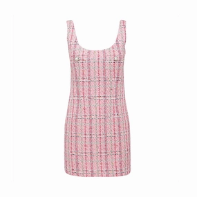 Alessandra Rich Pearl-Embellished Scoop Neck Mini Dress