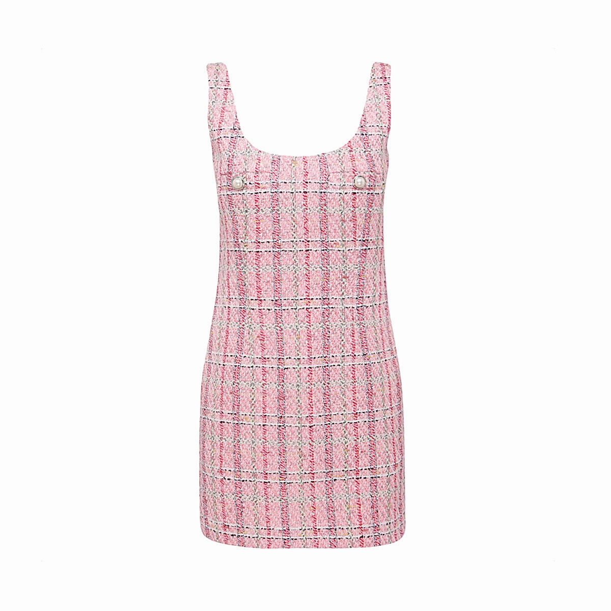 Alessandra Rich Pearl-Embellished Scoop Neck Mini Dress