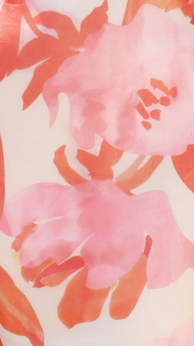 Alexa Midi Dress - Orange/Pink Floral