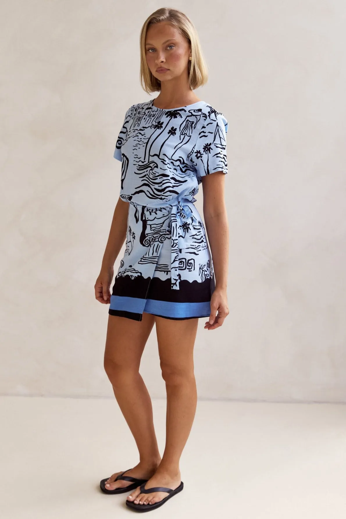 Alexandria Wrap Mini Dress (Blue)