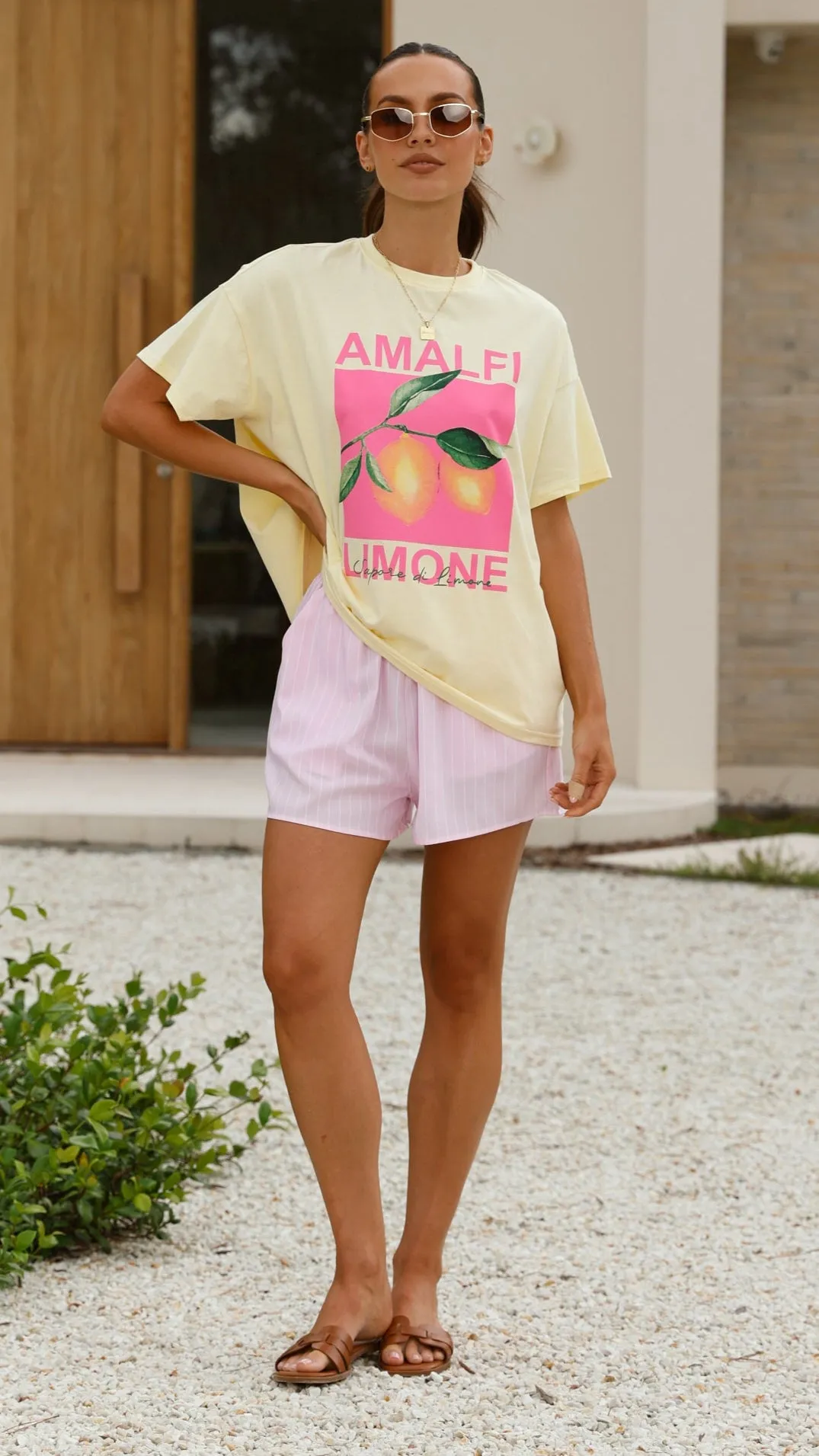 Amalfi Limone Top and Shorts Set - Yellow/Pink