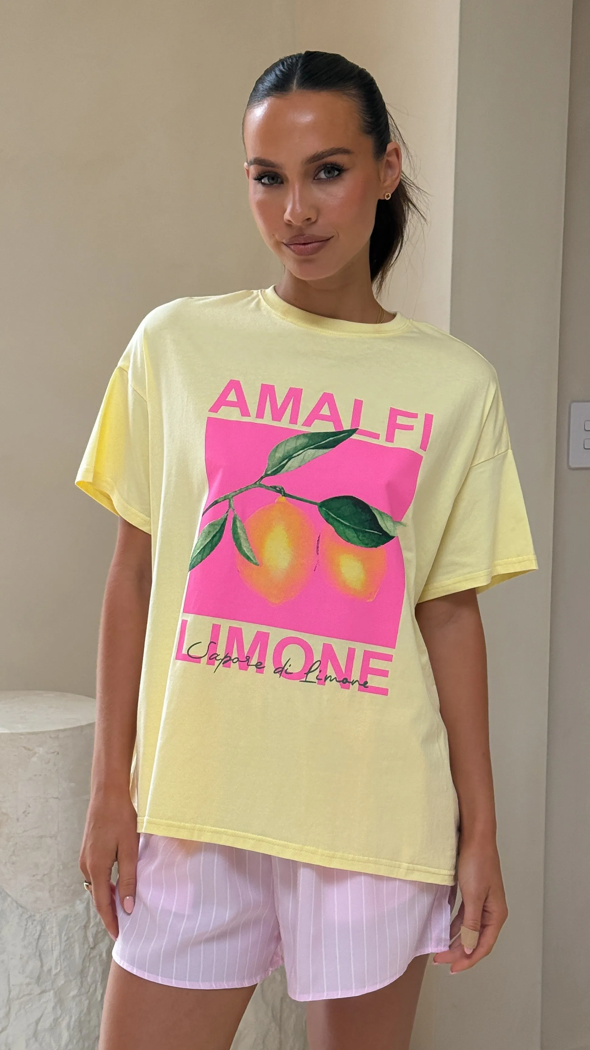 Amalfi Limone Top and Shorts Set - Yellow/Pink