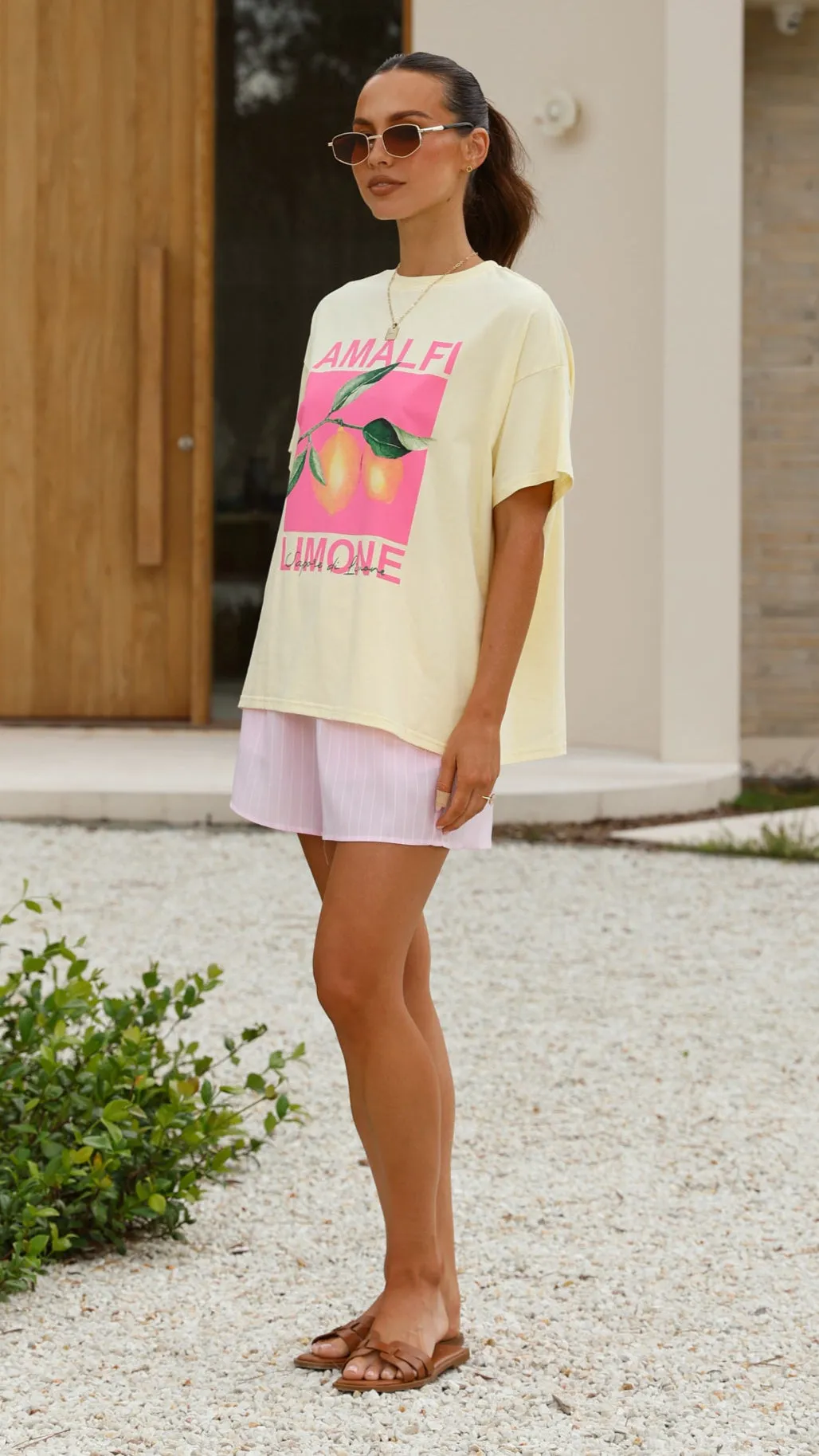 Amalfi Limone Top and Shorts Set - Yellow/Pink