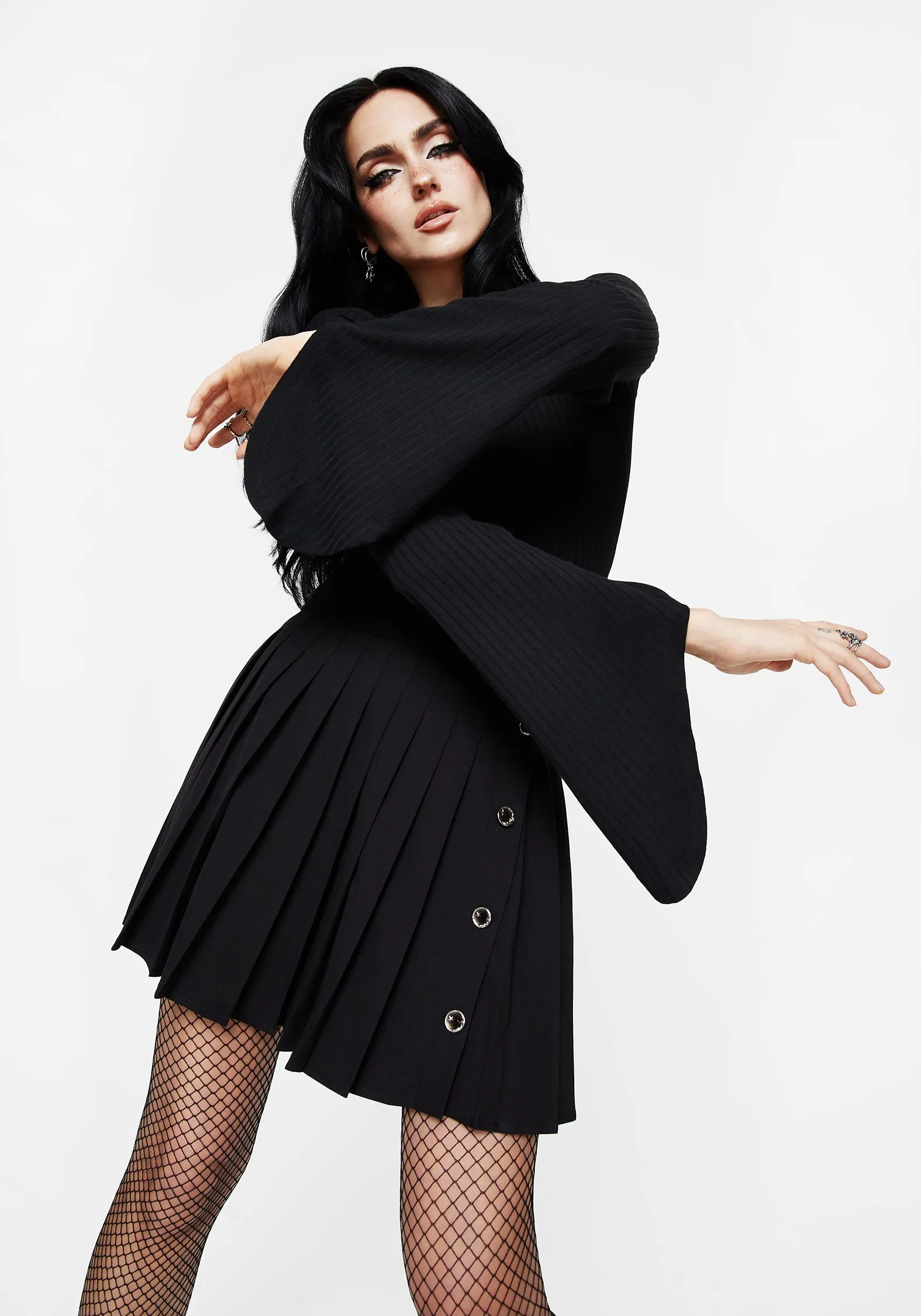 Amata Square Neck Flared Long Sleeve Top