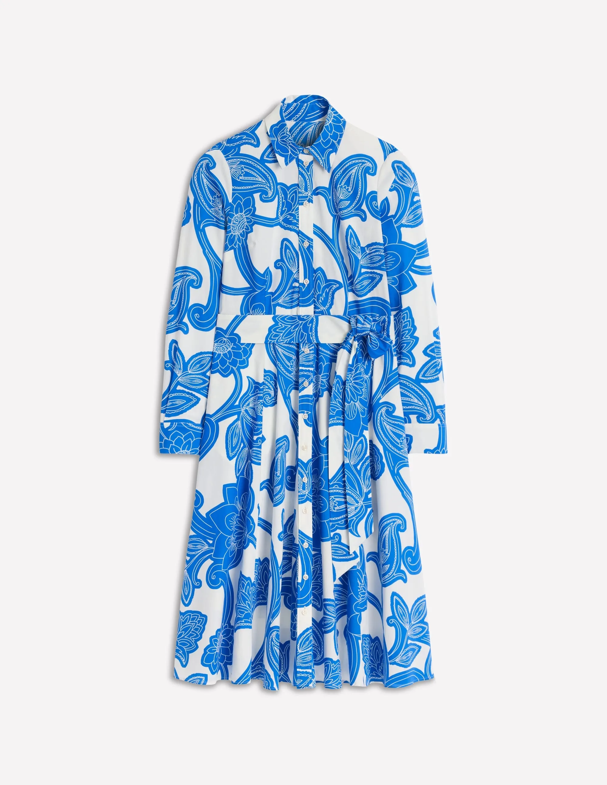 Amy Cotton Midi Shirt Dress-Cerulean Blue. Paisley Whirl