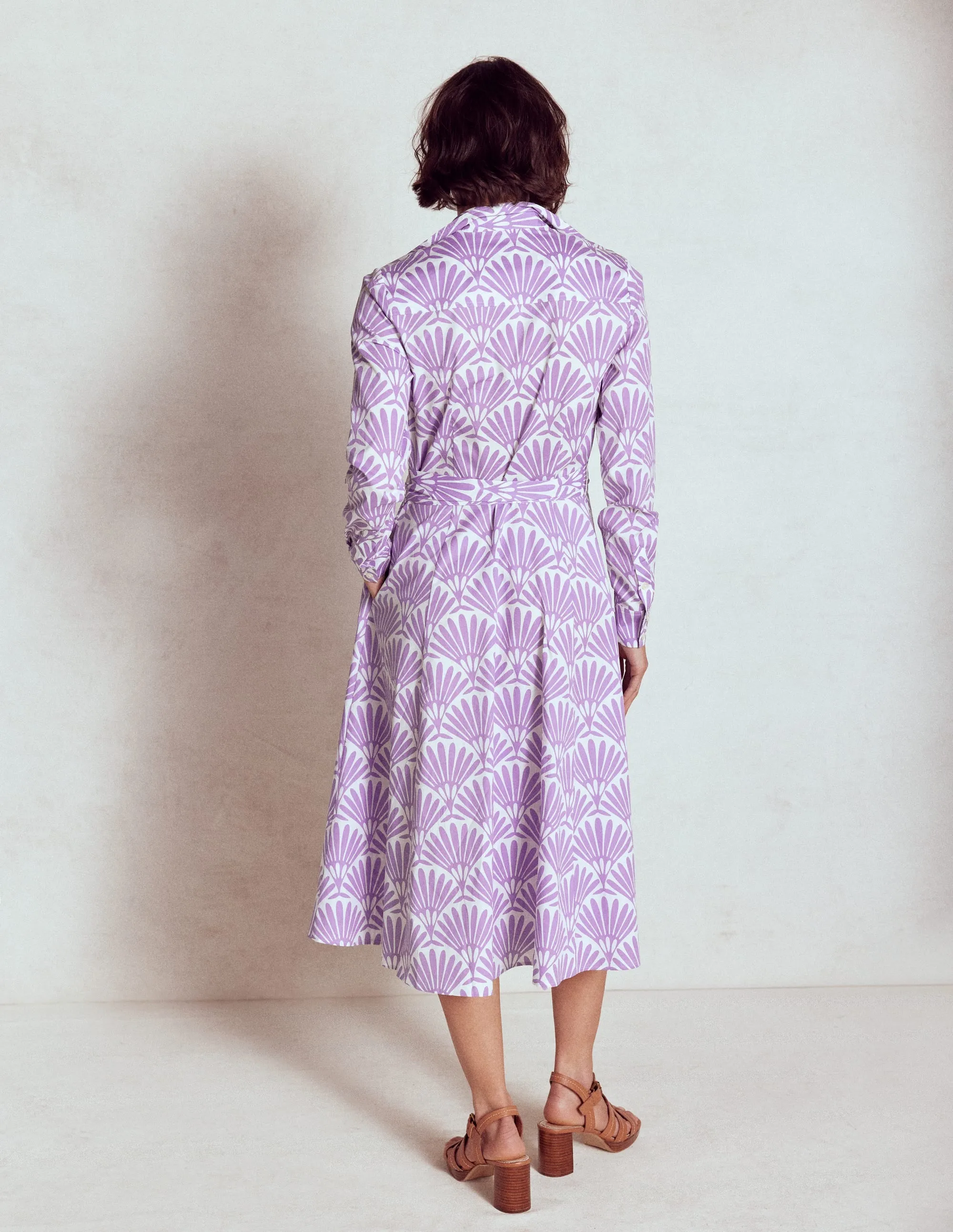 Amy Cotton Midi Shirt Dress-Pretty Violet. Deco Palm