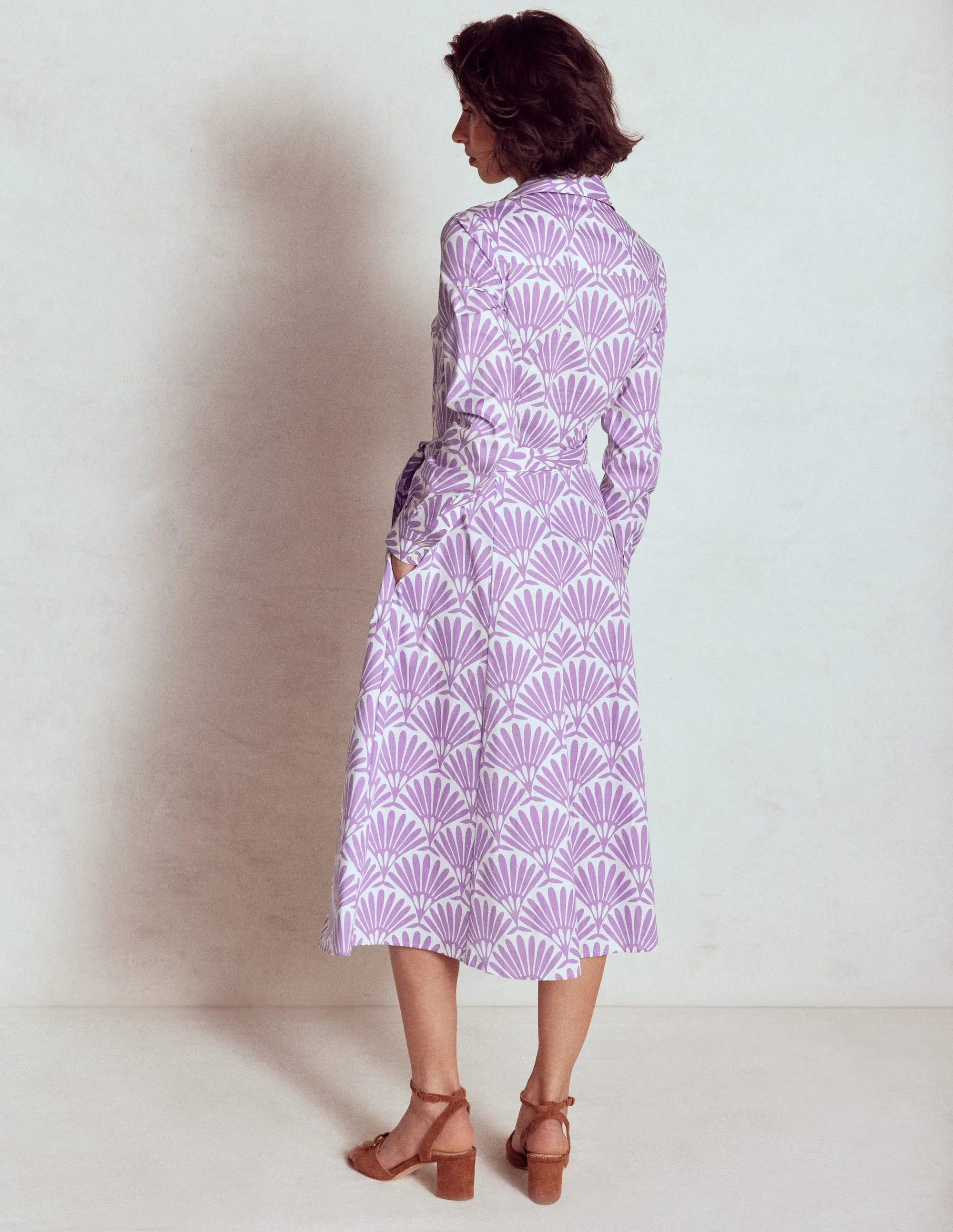 Amy Cotton Midi Shirt Dress-Pretty Violet. Deco Palm