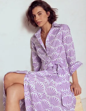 Amy Cotton Midi Shirt Dress-Pretty Violet. Deco Palm