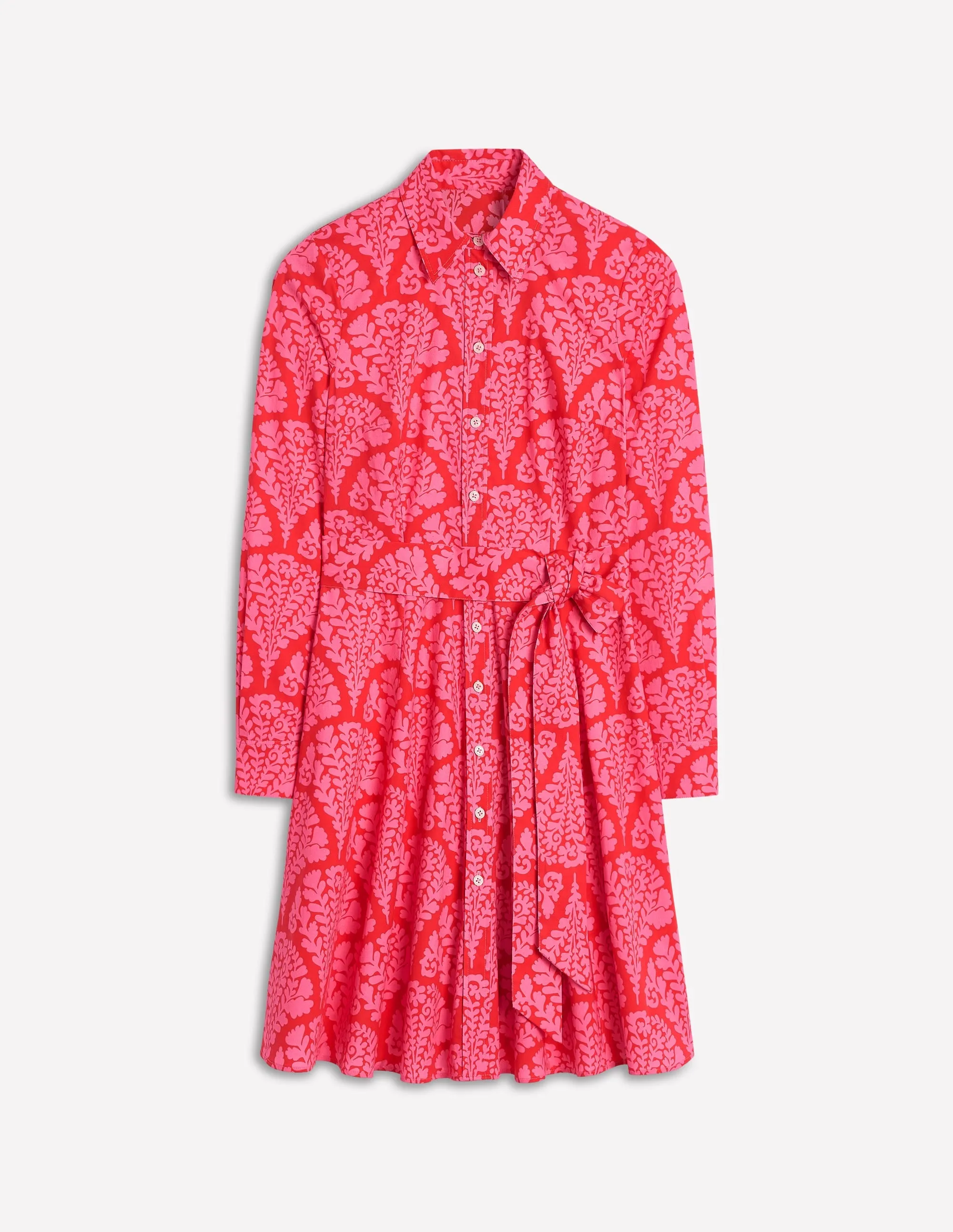Amy Cotton Short Shirt Dress-Poppy Red. Blossomy