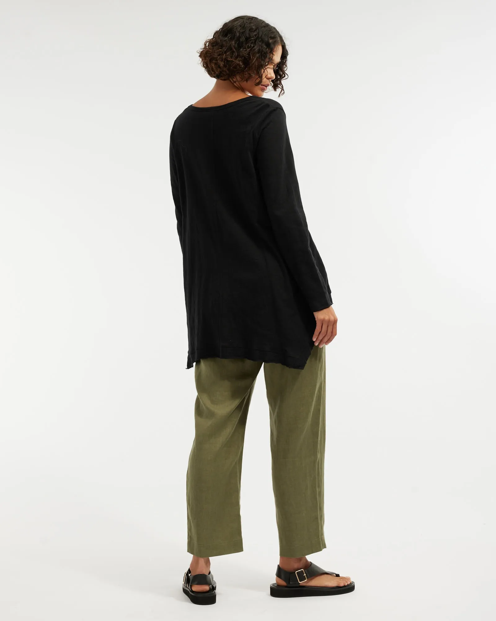 Andie Long Sleeve Tunic Top - Black