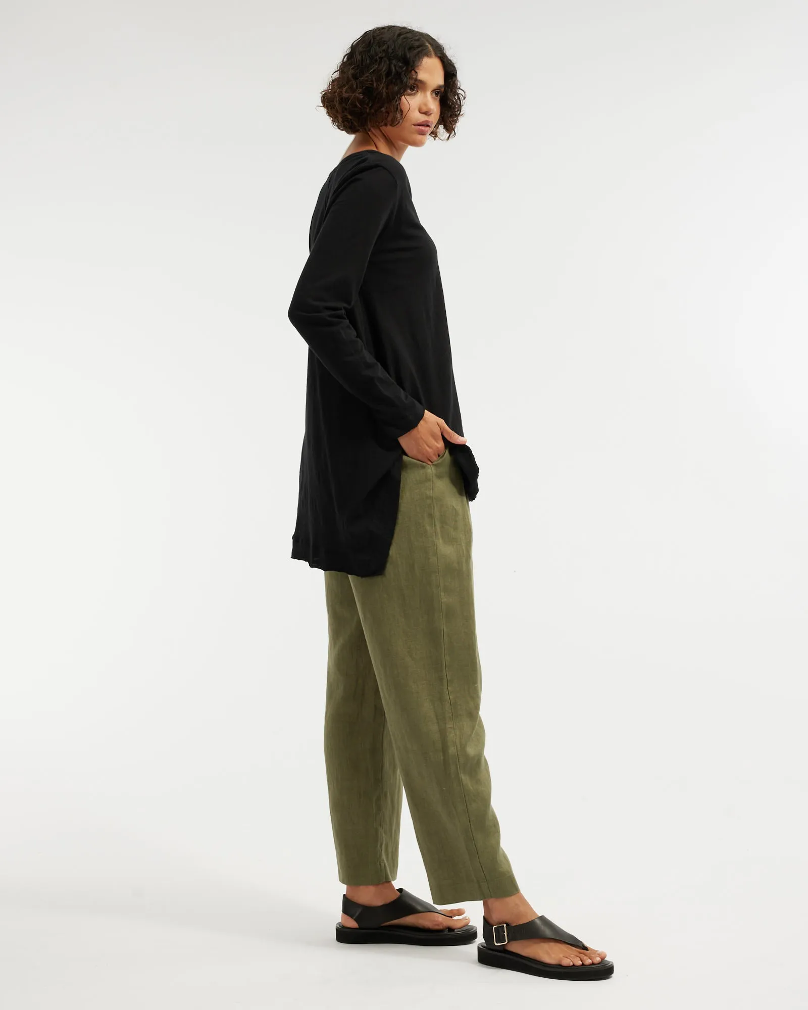 Andie Long Sleeve Tunic Top - Black
