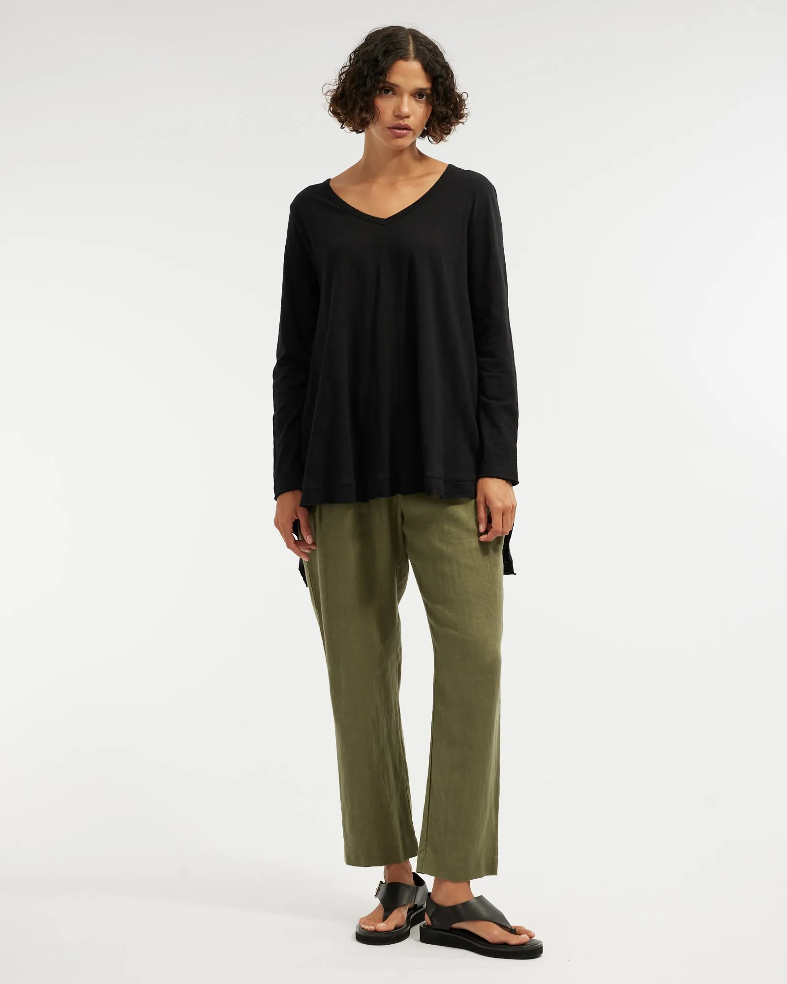 Andie Long Sleeve Tunic Top - Black