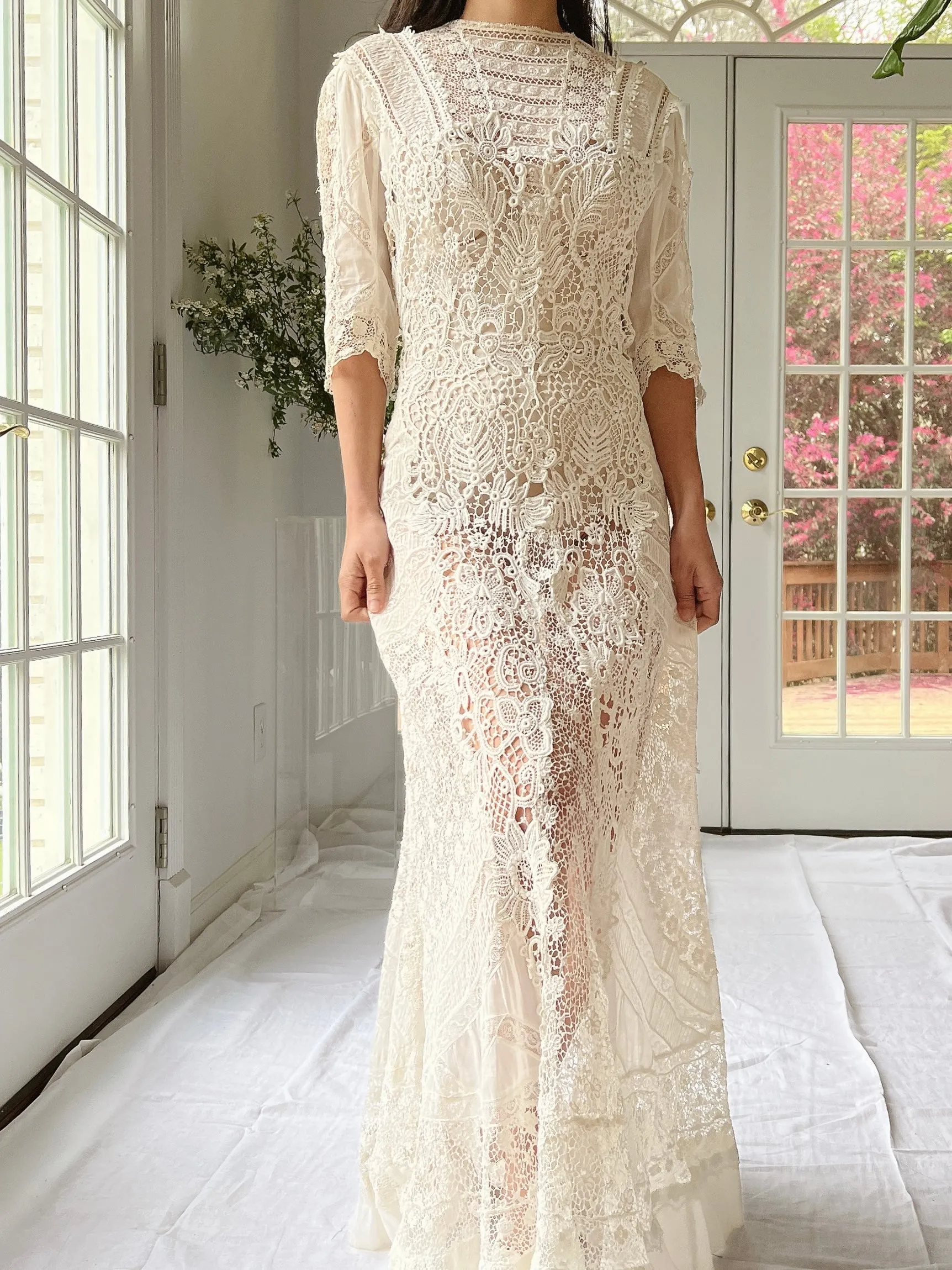 Antique Crochet Embroidered Dress - XS/S