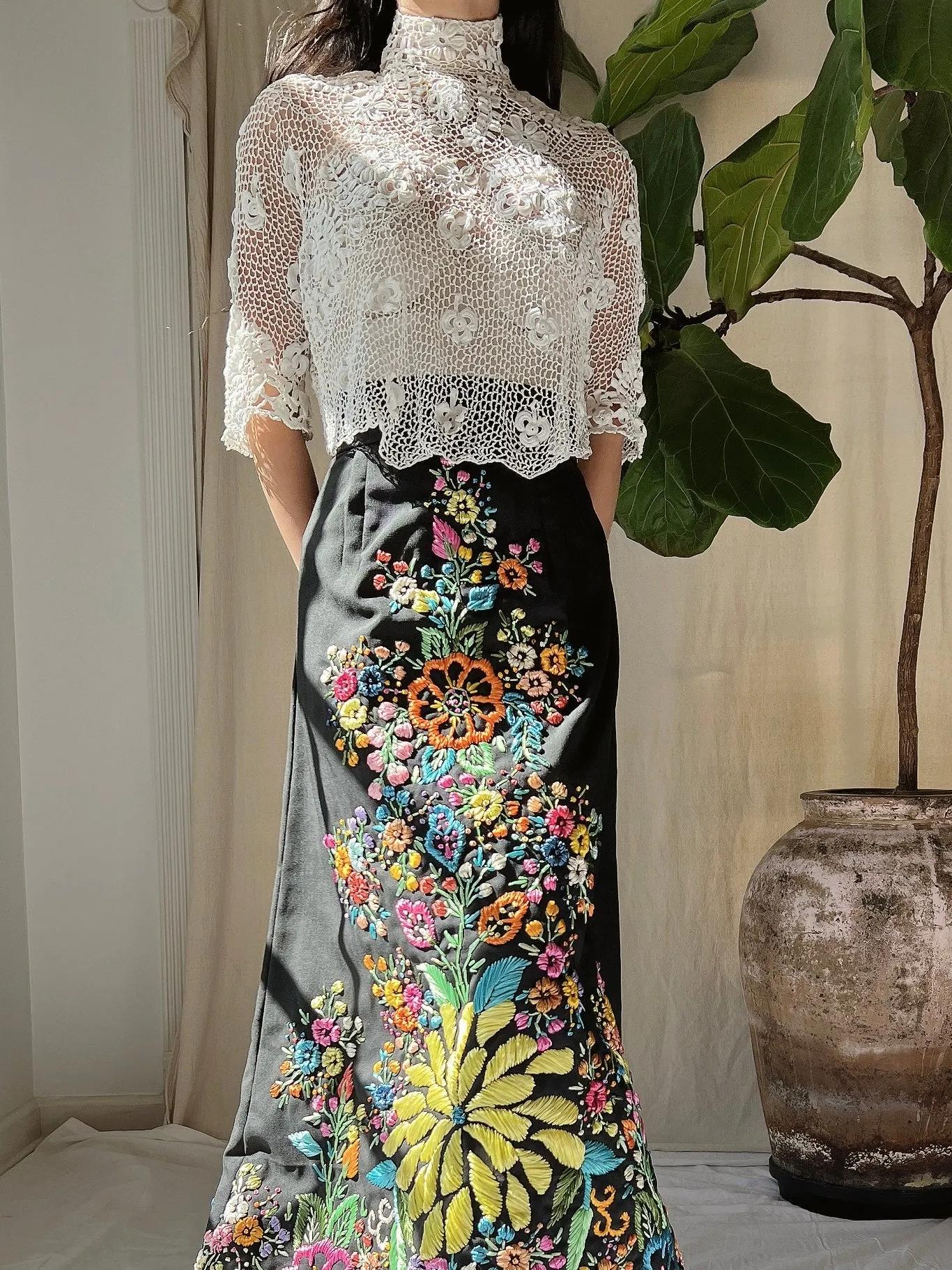 Antique Irish Lace Top - XS