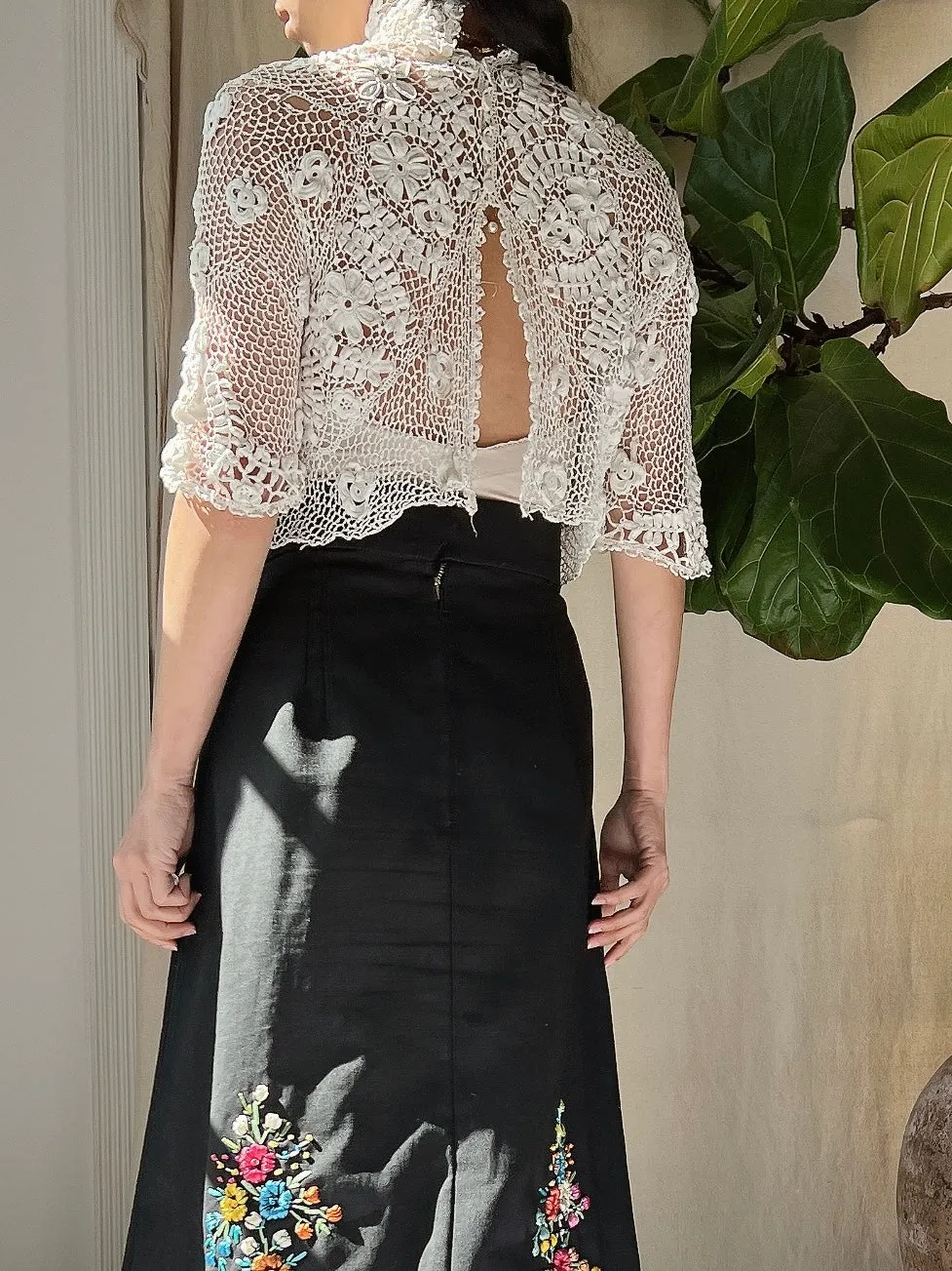 Antique Irish Lace Top - XS
