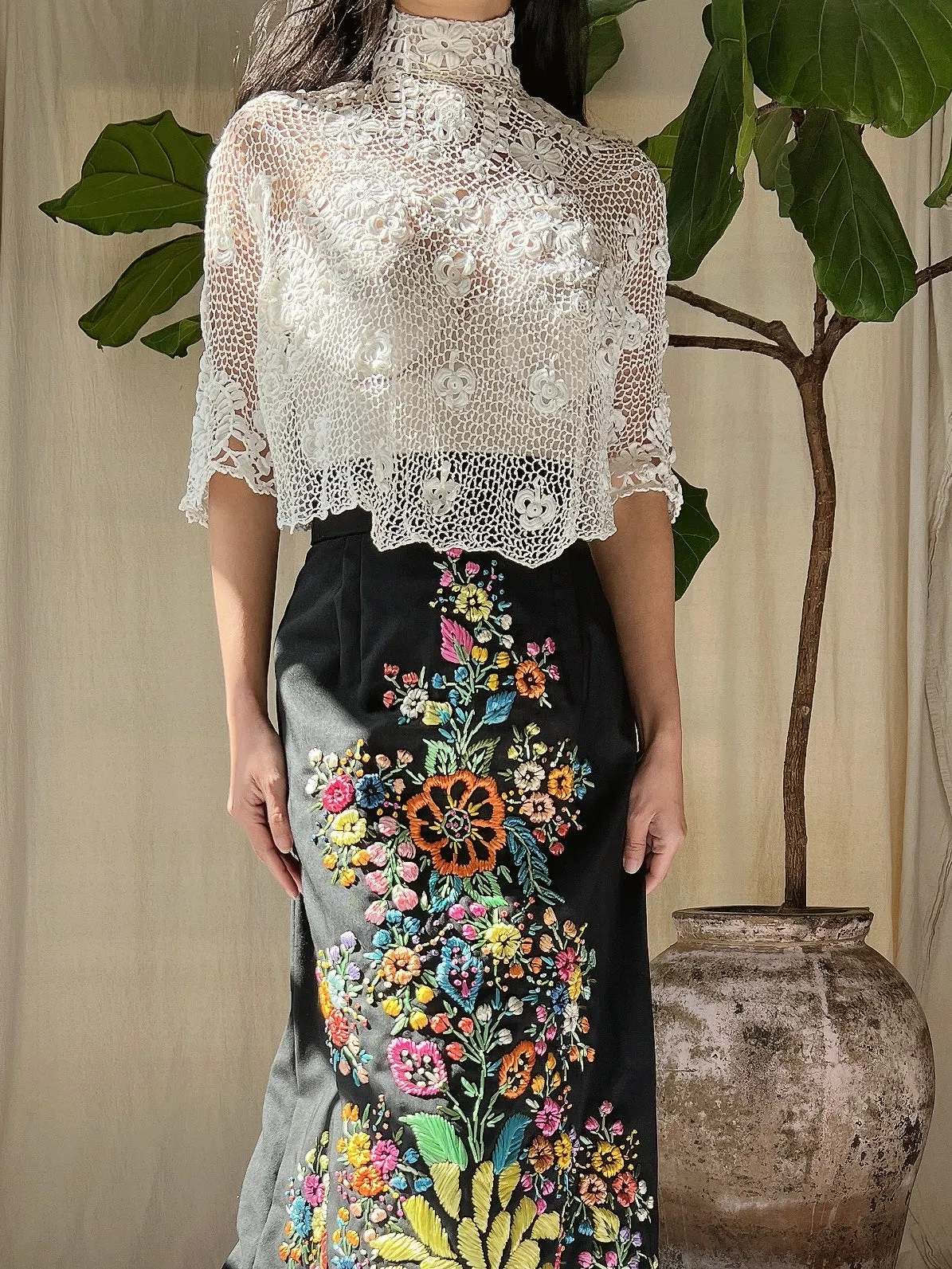 Antique Irish Lace Top - XS