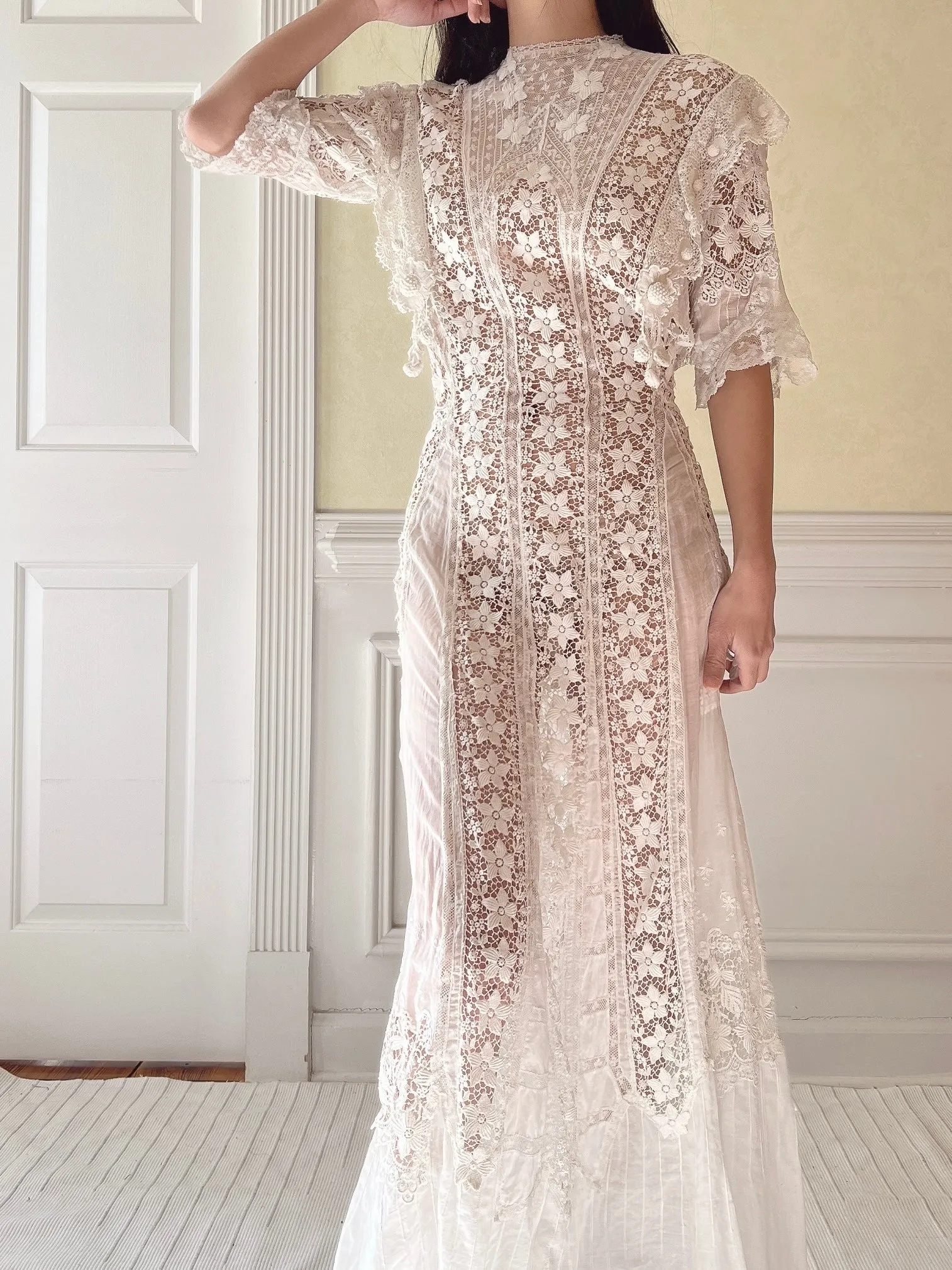 Antique Silk/Cotton Batiste Dress - S