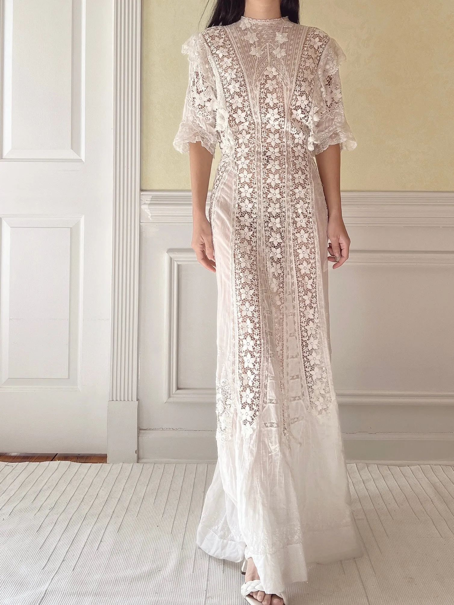 Antique Silk/Cotton Batiste Dress - S