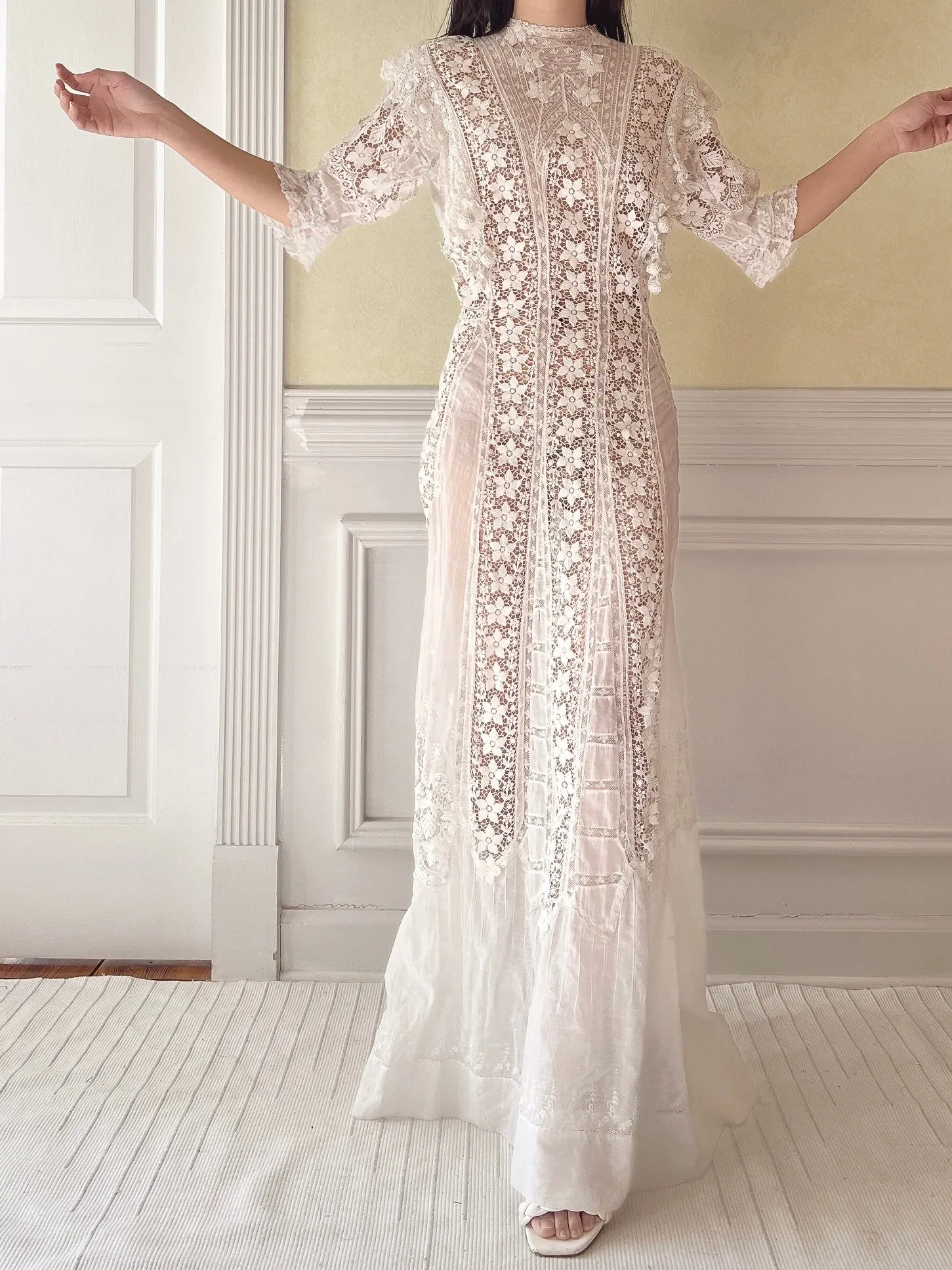 Antique Silk/Cotton Batiste Dress - S