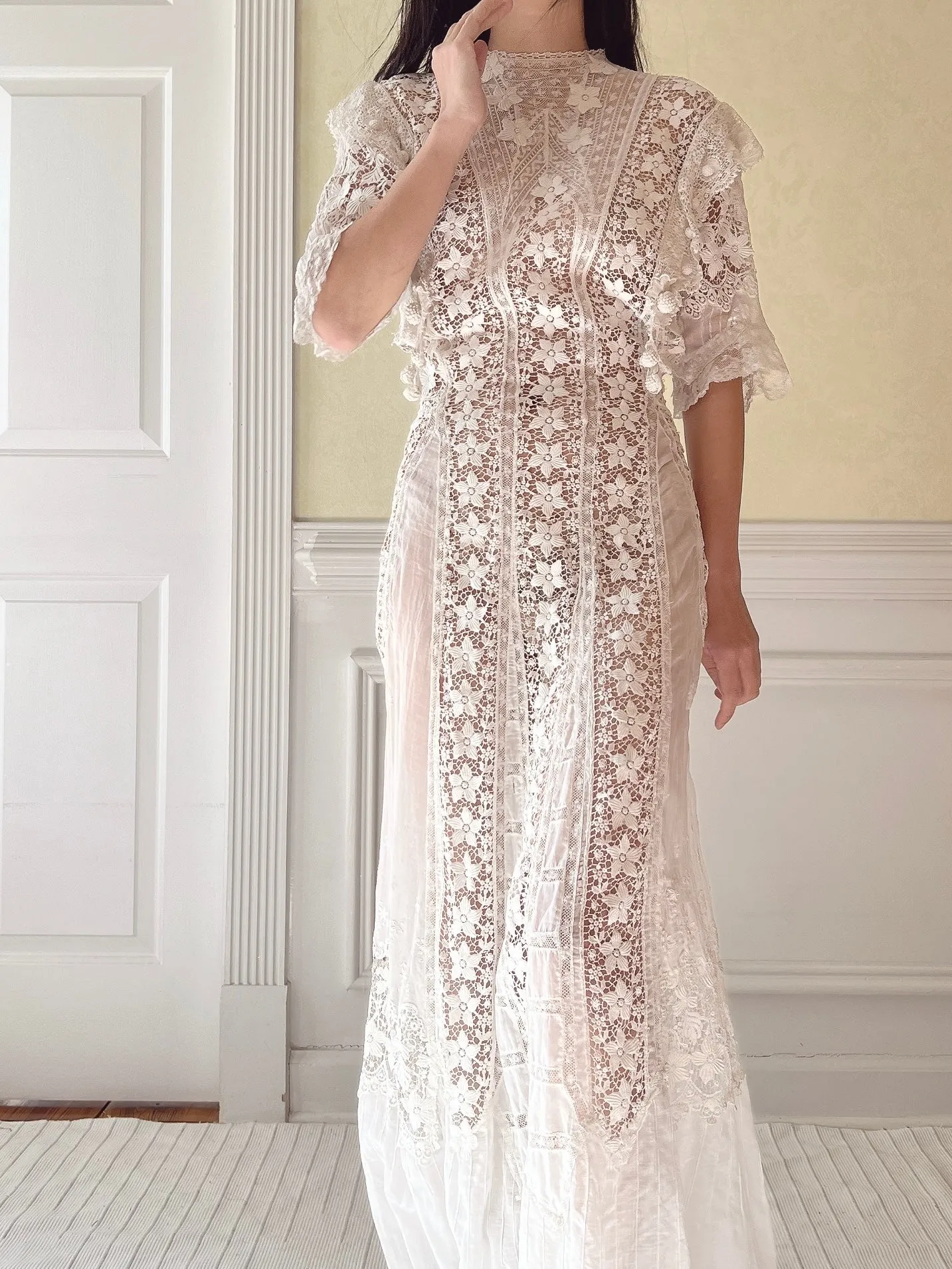 Antique Silk/Cotton Batiste Dress - S
